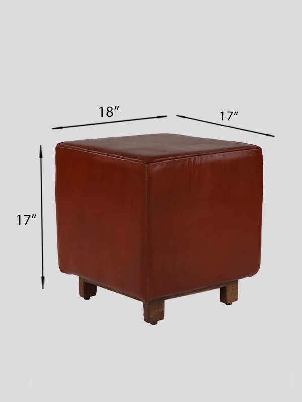 The Esquire Rest – Handcrafted Buffalo Leather Stool | Brown & Black | Wooden Legs | Compact Design