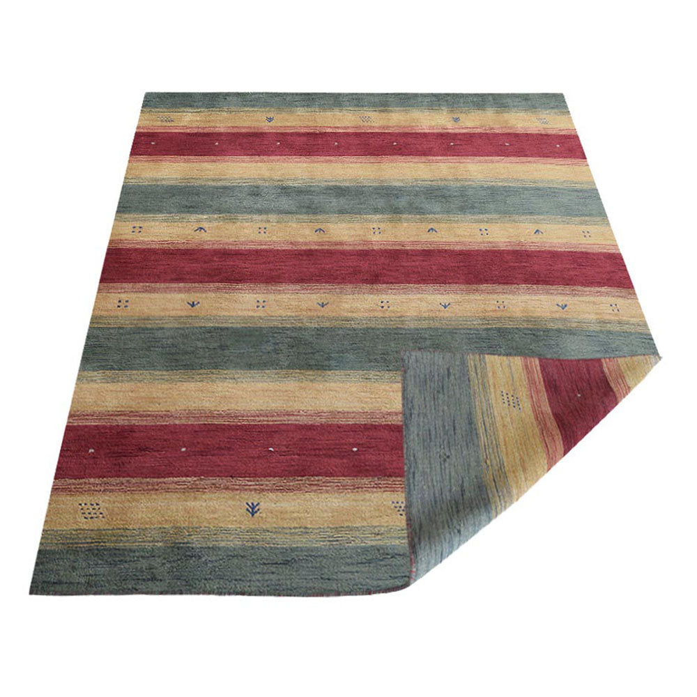 Hand Knotted Loom Wool Area Rug Contemporary Green Gold