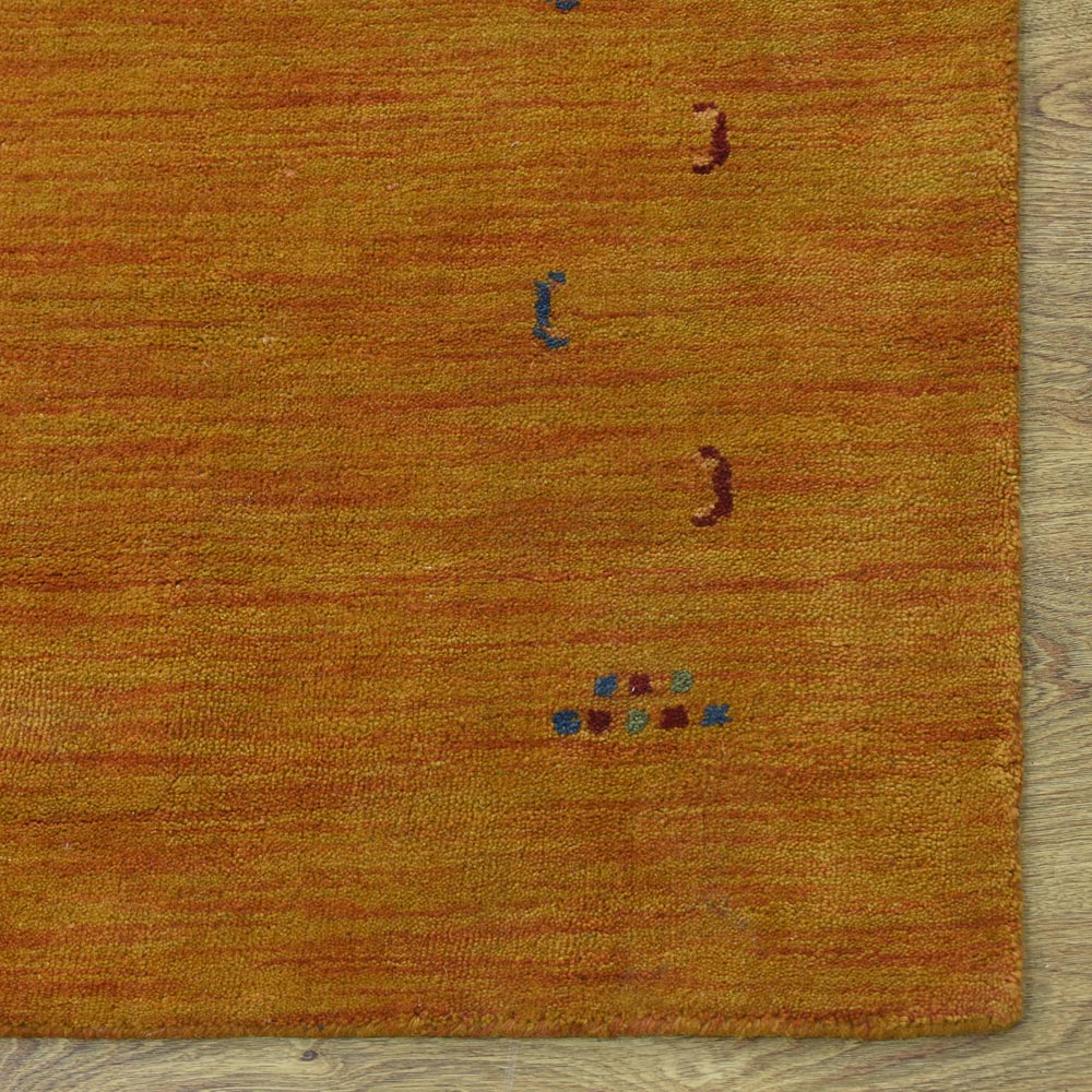Hand Knotted Loom Wool Area Rug Contemporary Orange