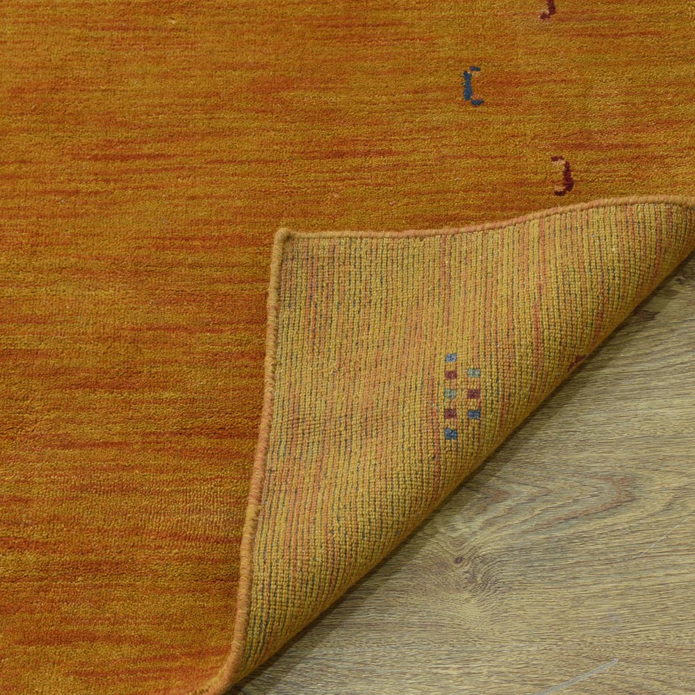 Hand Knotted Loom Wool Area Rug Contemporary Orange