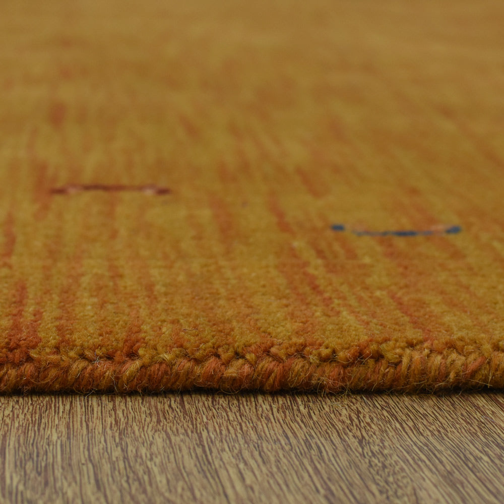 Hand Knotted Loom Wool Area Rug Contemporary Orange
