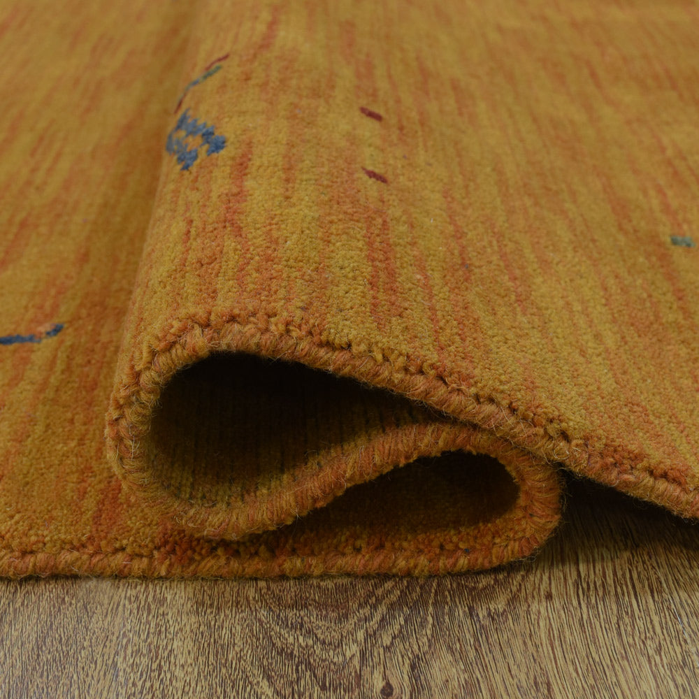 Hand Knotted Loom Wool Area Rug Contemporary Orange