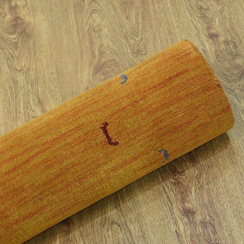 Hand Knotted Loom Wool Area Rug Contemporary Orange