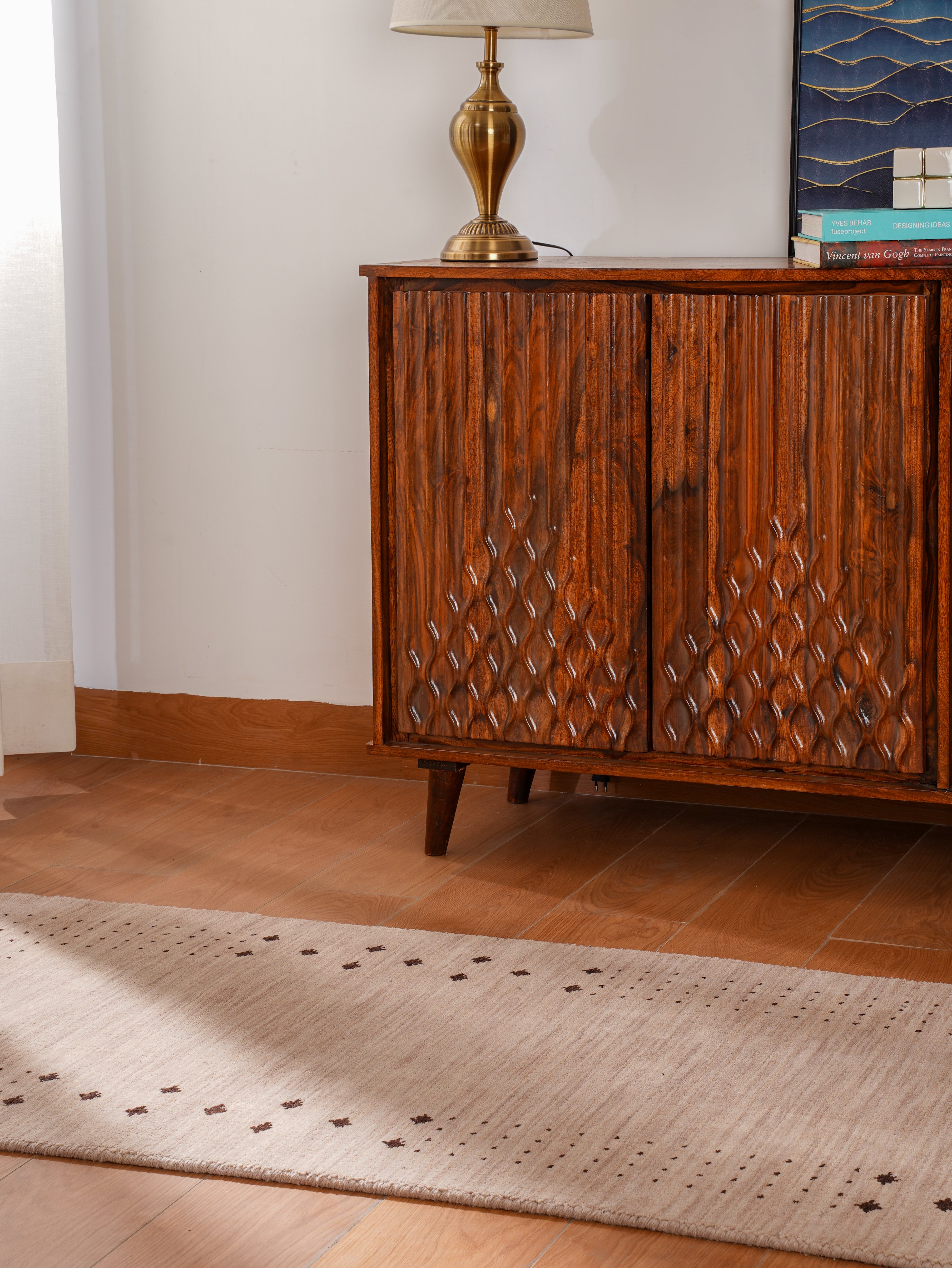 Teal Hand Knotted Wool Rug
