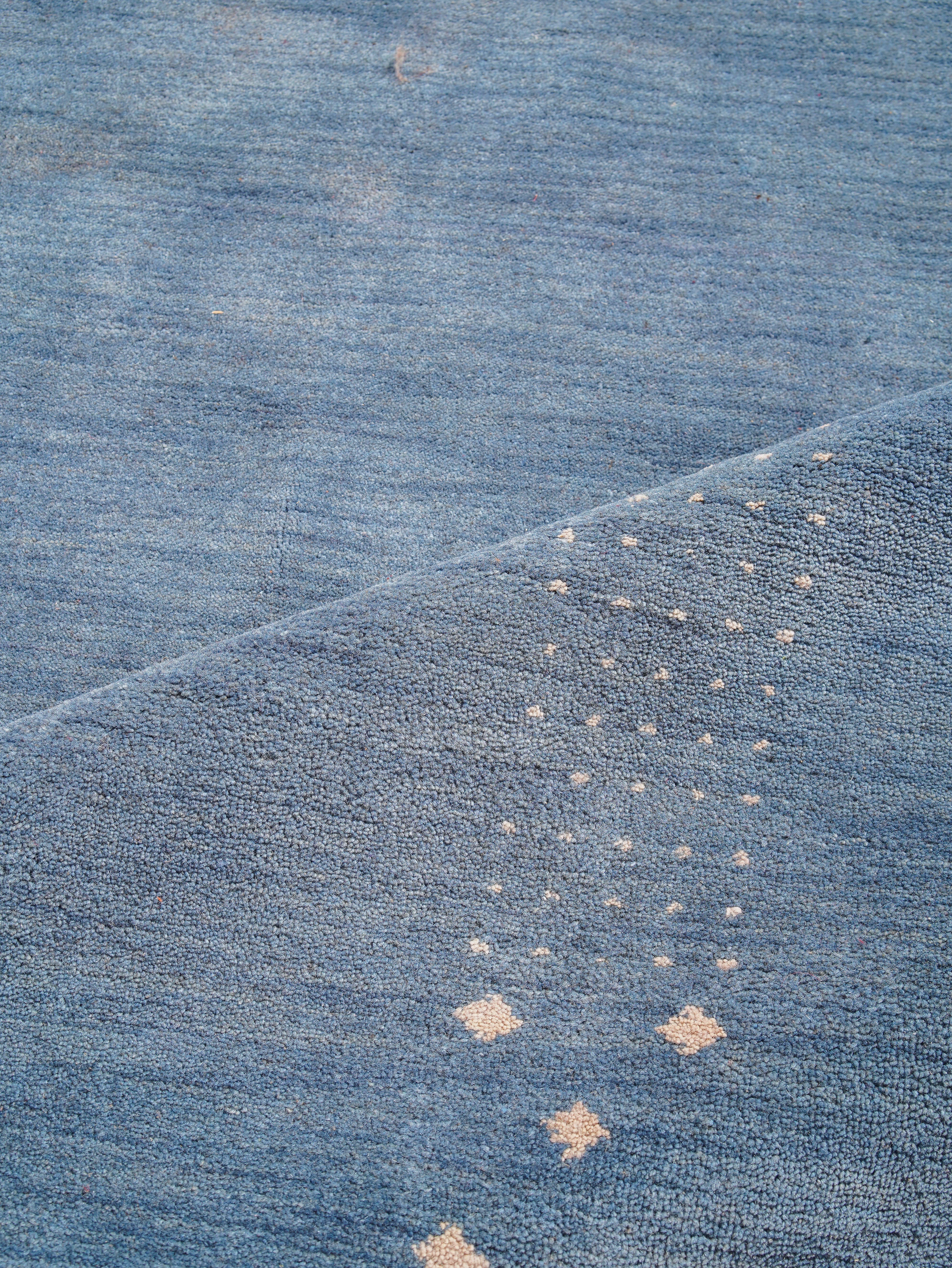 Teal Hand Knotted Wool Rug