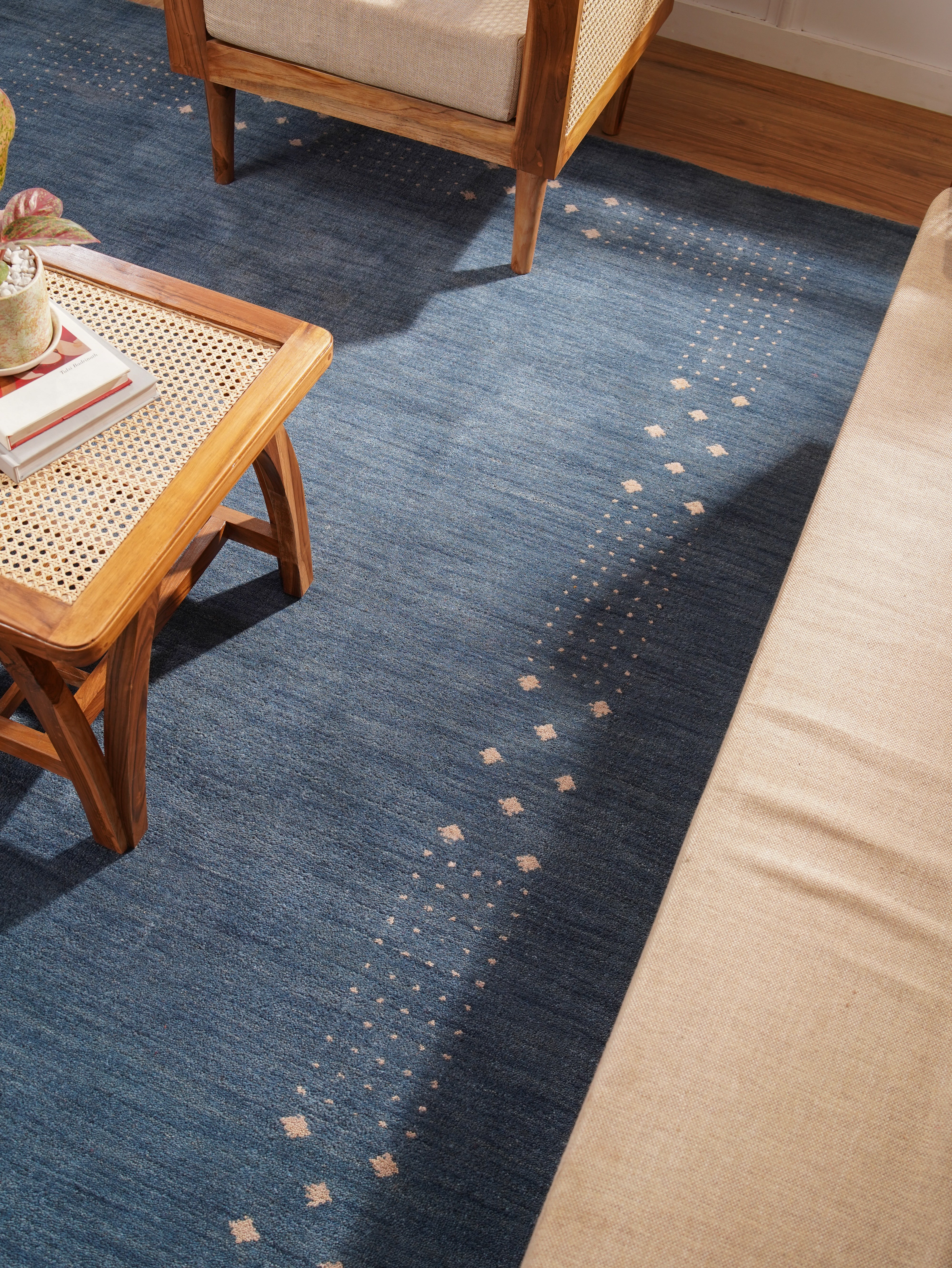 Teal Hand Knotted Wool Rug