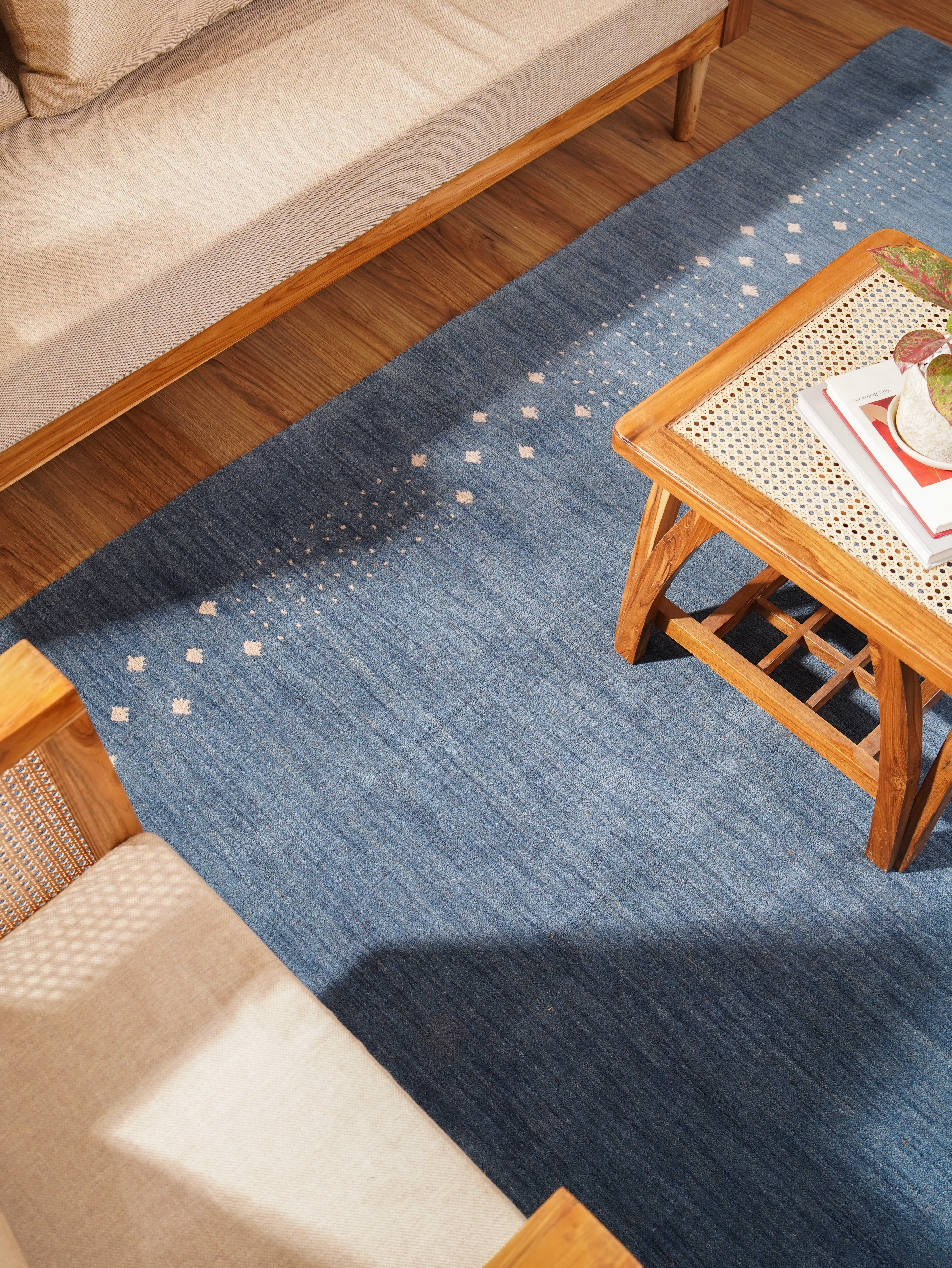 Teal Hand Knotted Wool Rug