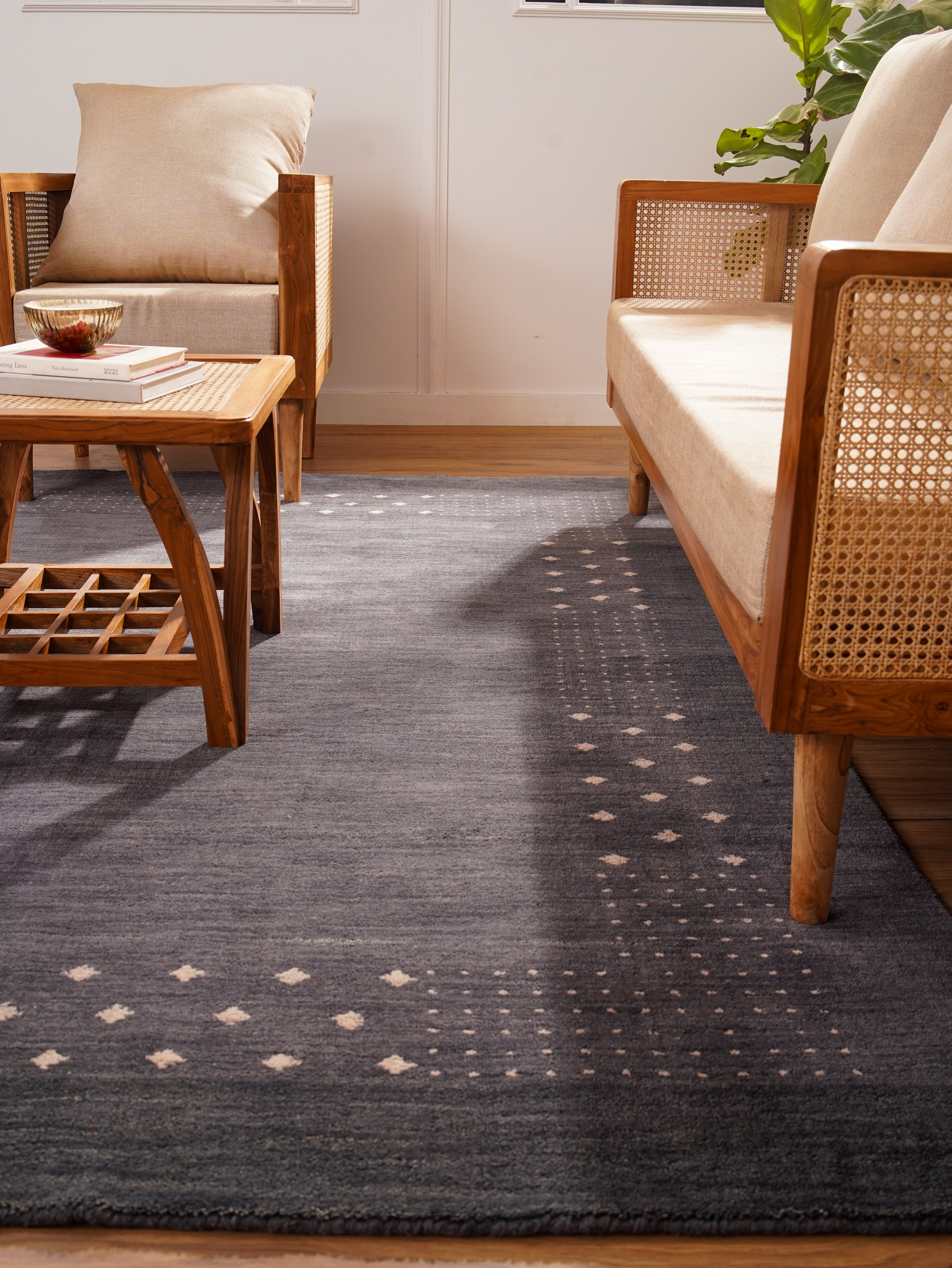 Teal Hand Knotted Wool Rug
