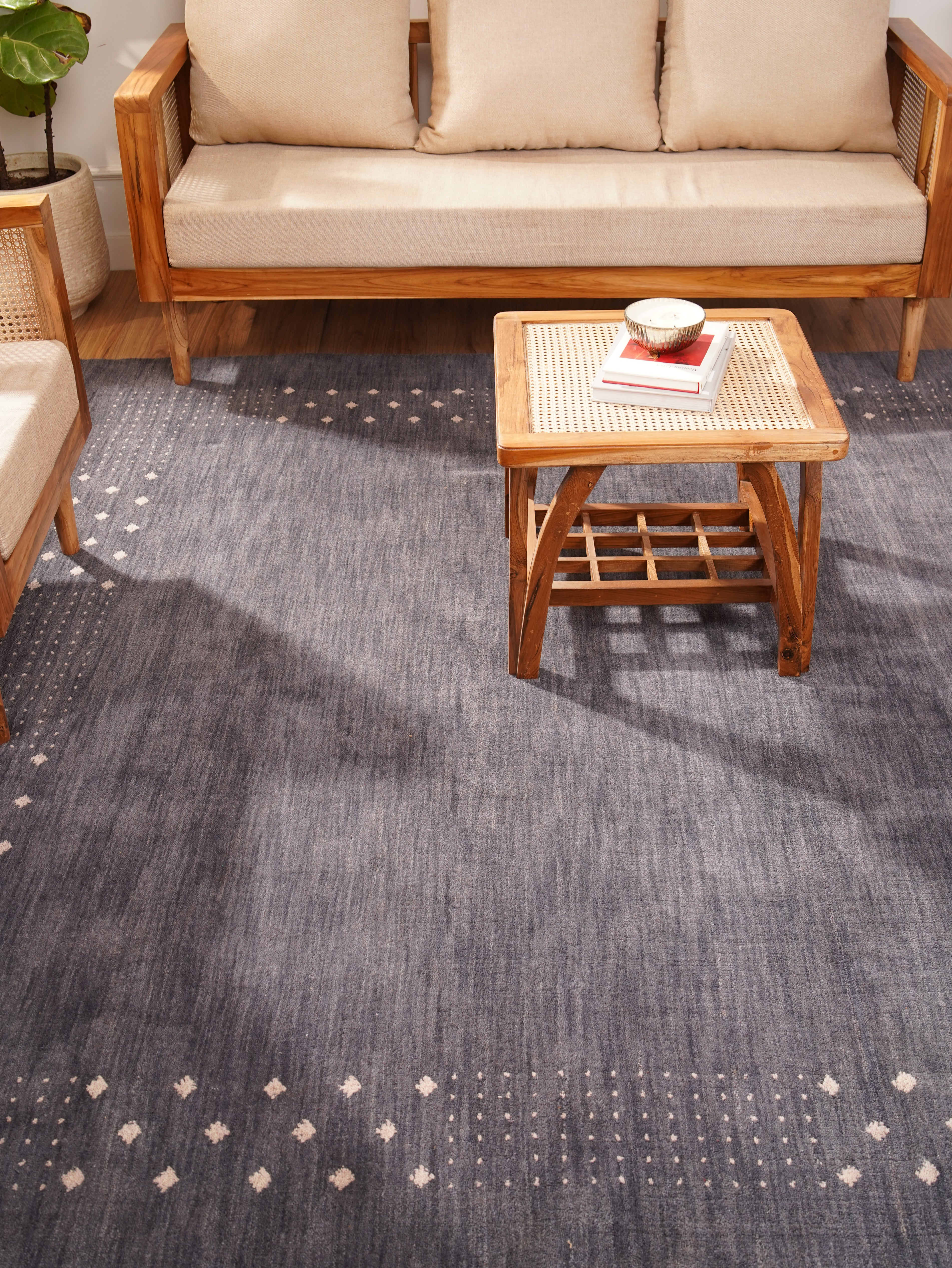 Teal Hand Knotted Wool Rug