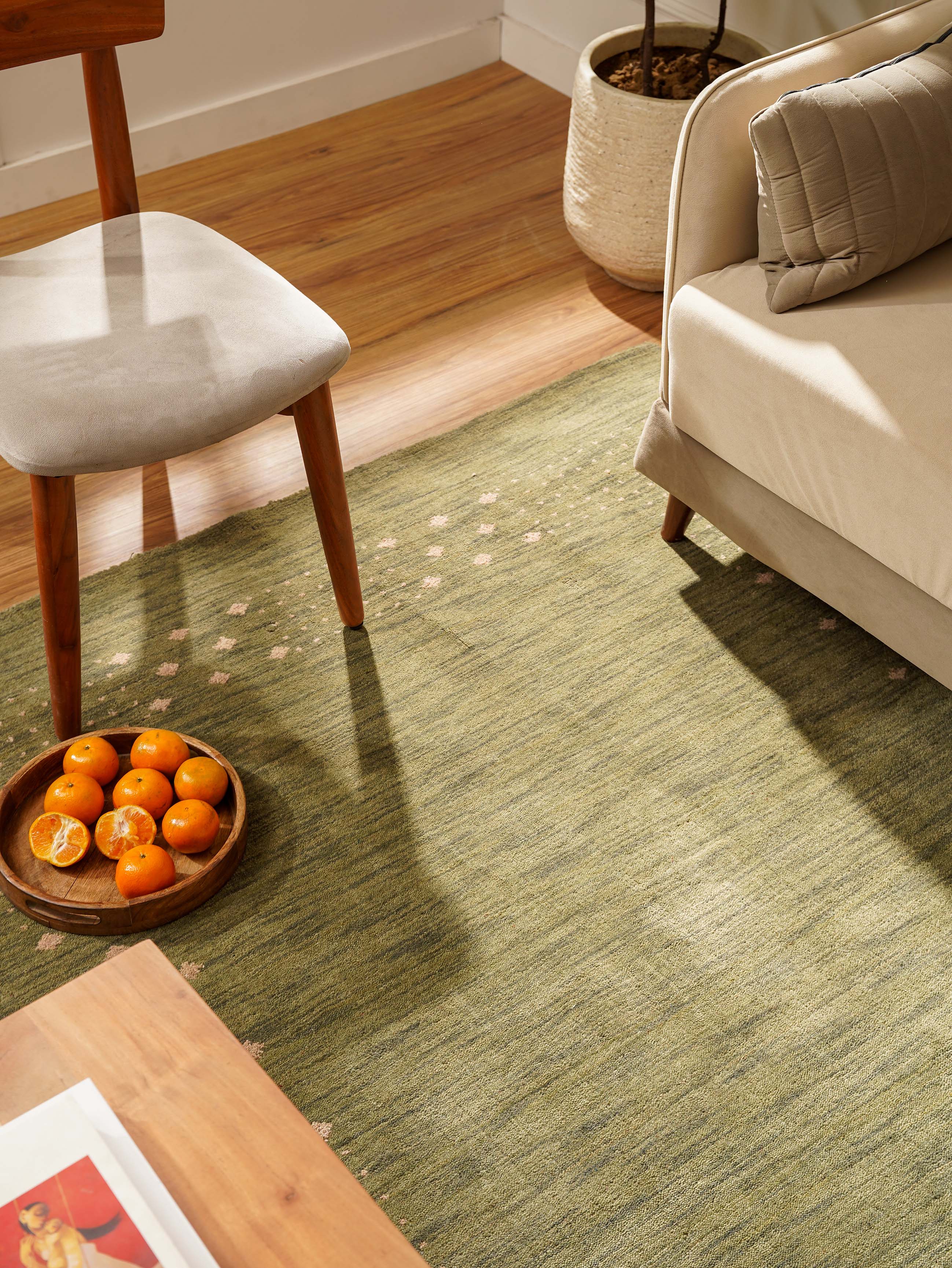 Teal Hand Knotted Wool Rug