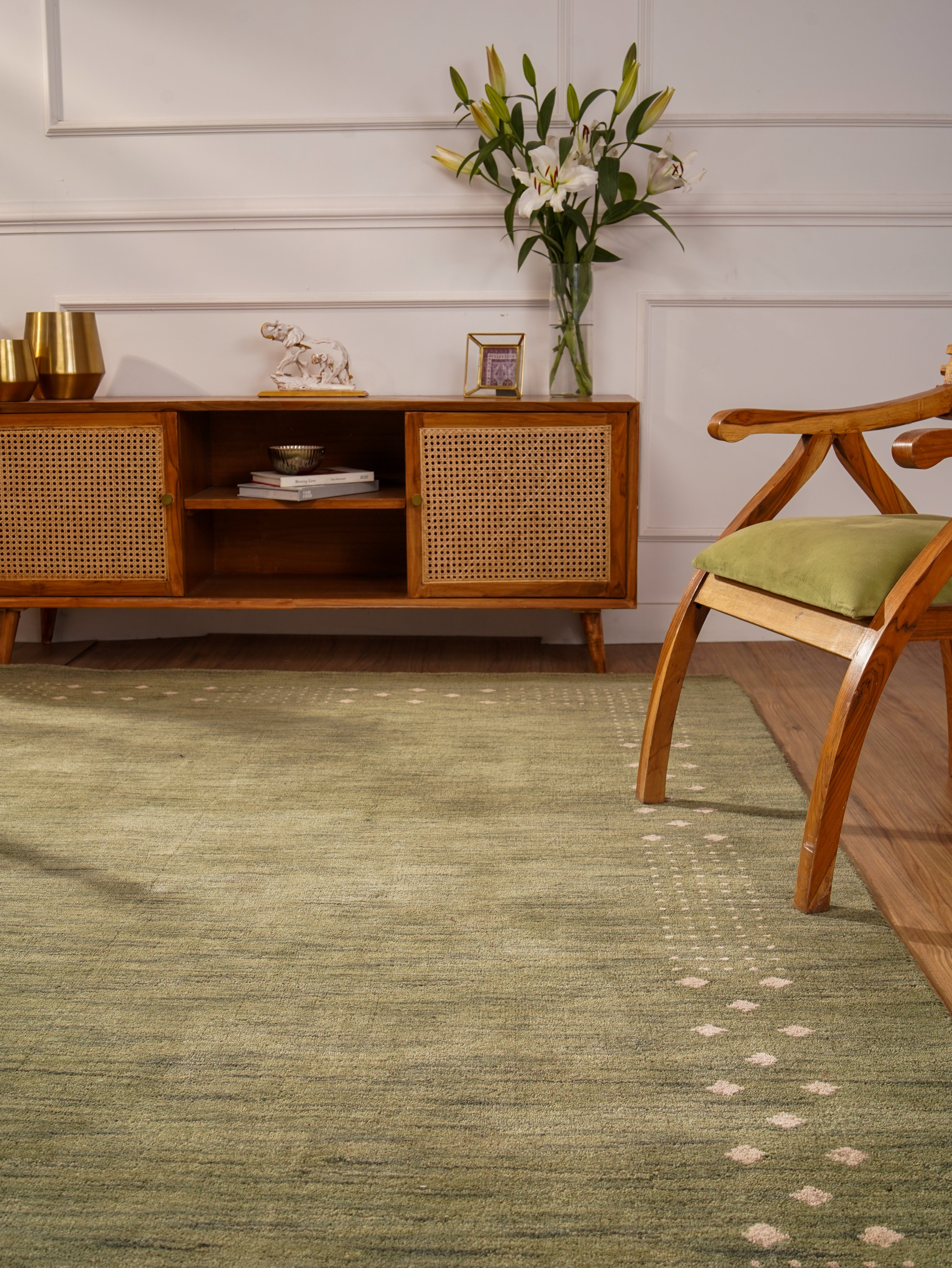 Teal Hand Knotted Wool Rug