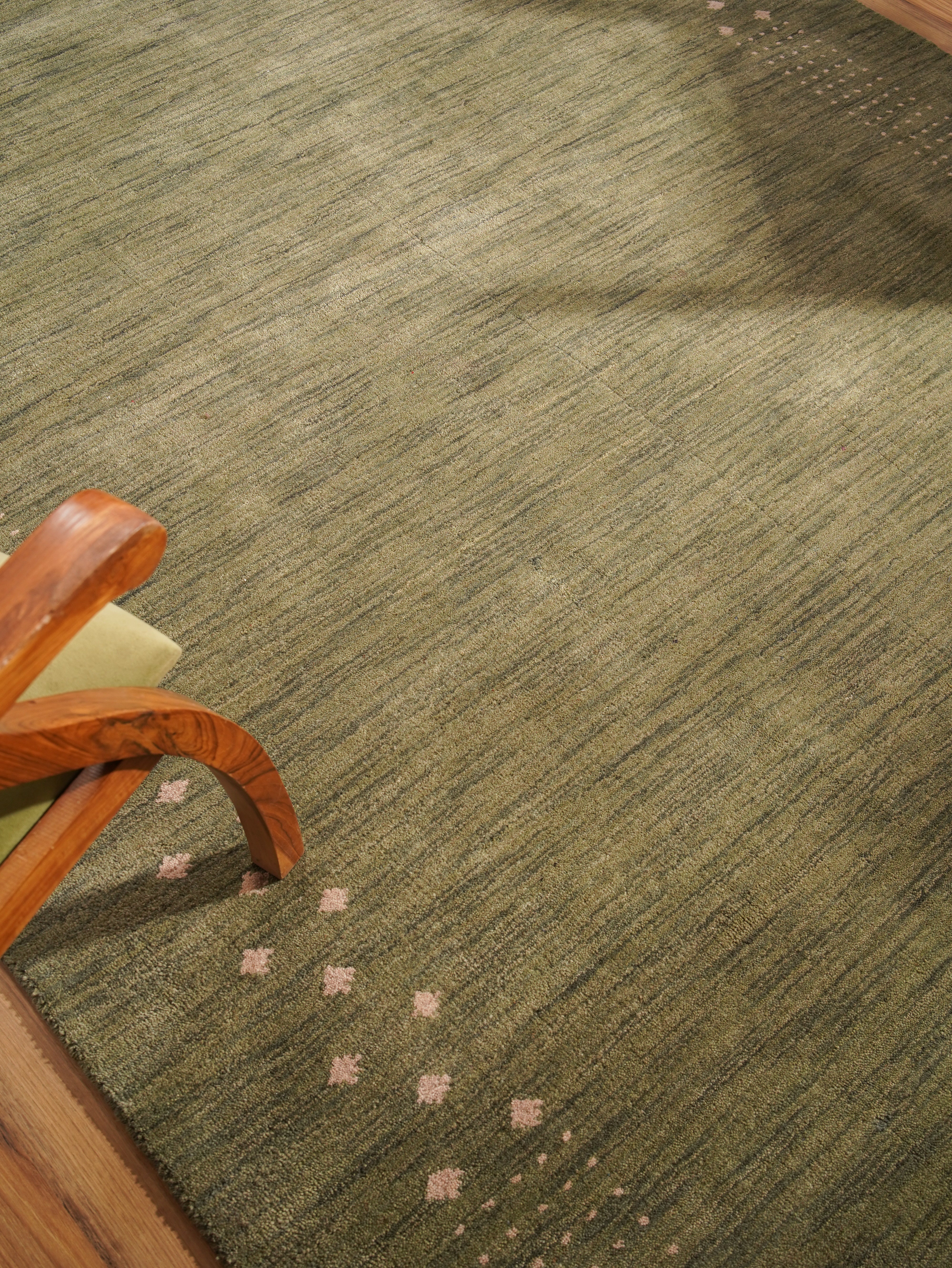 Teal Hand Knotted Wool Rug