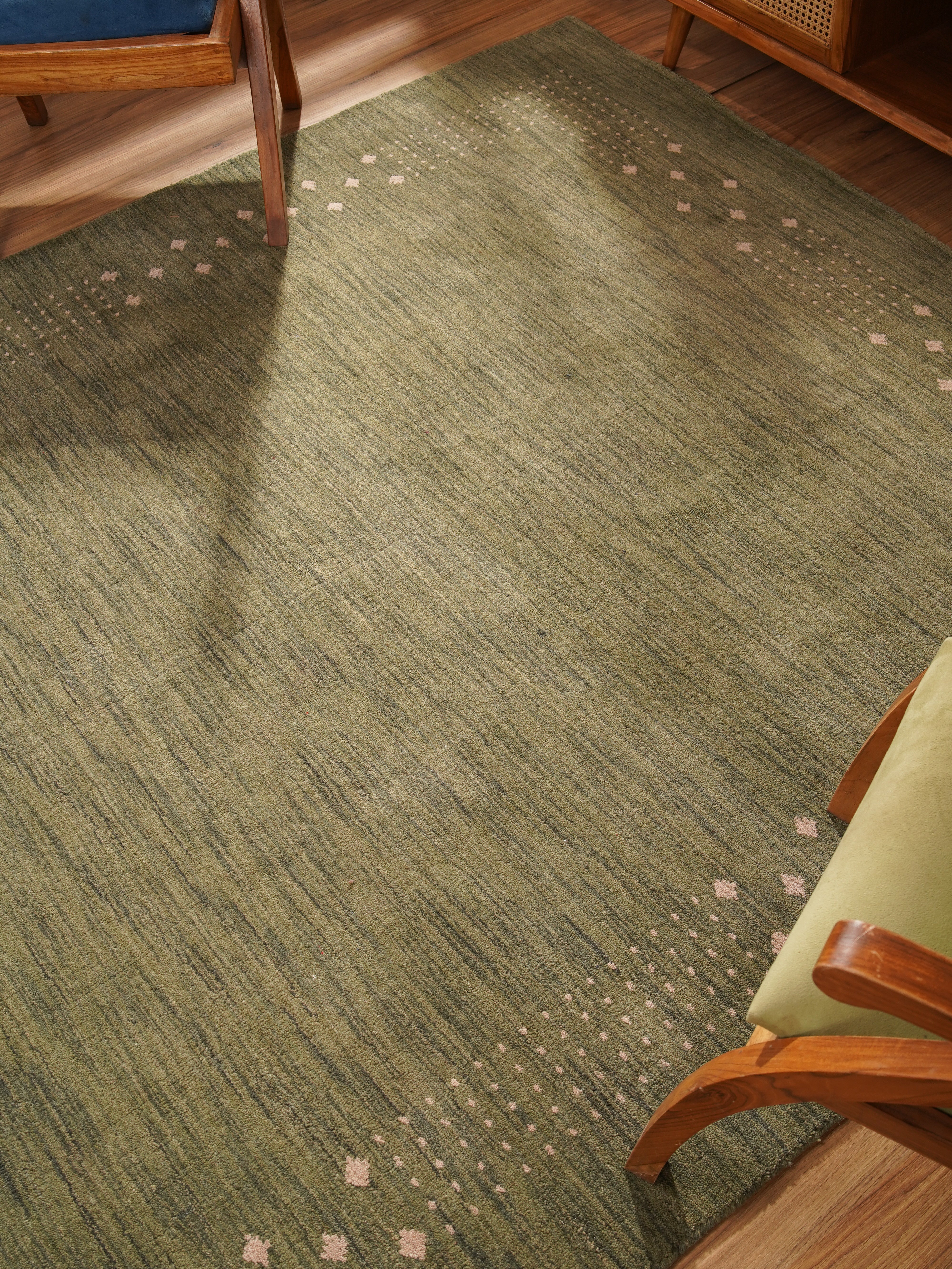 Teal Hand Knotted Wool Rug