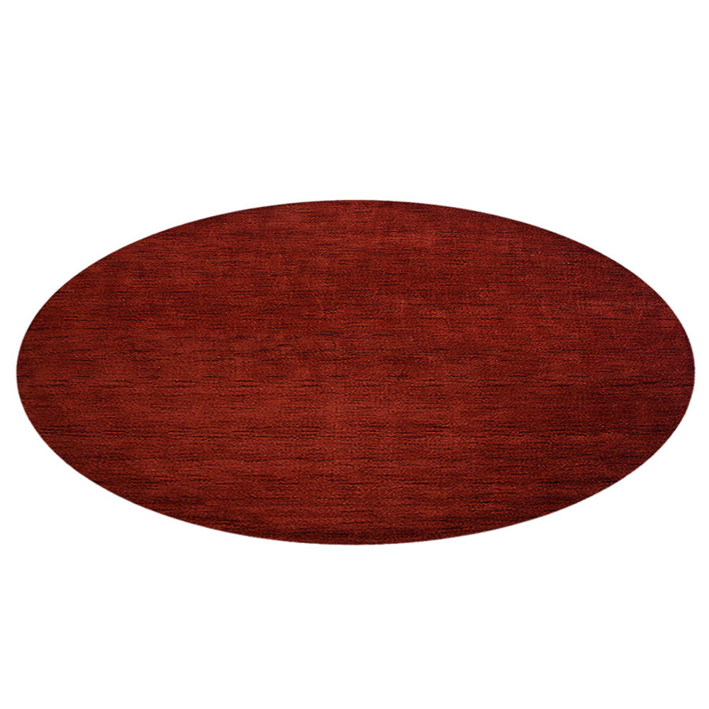 Red Solid Hand Knotted Wool Rug