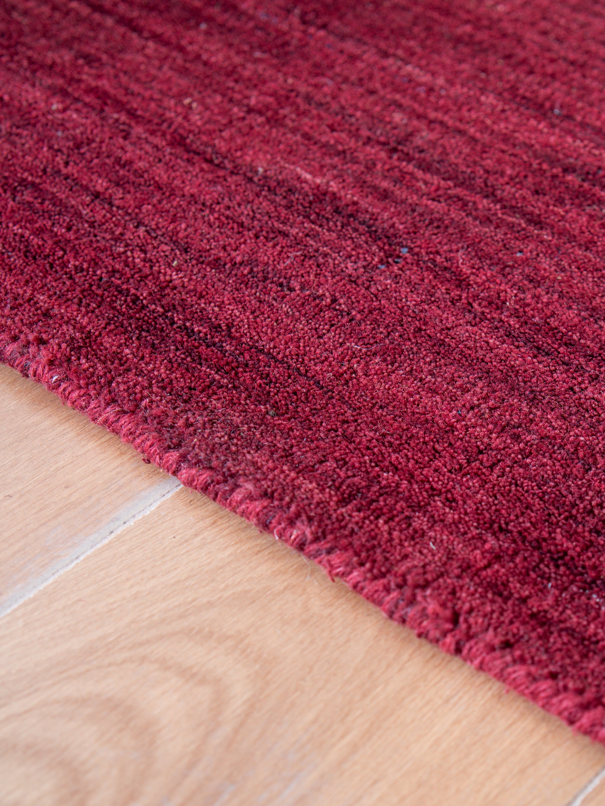 Red Solid Hand Knotted Wool Rug