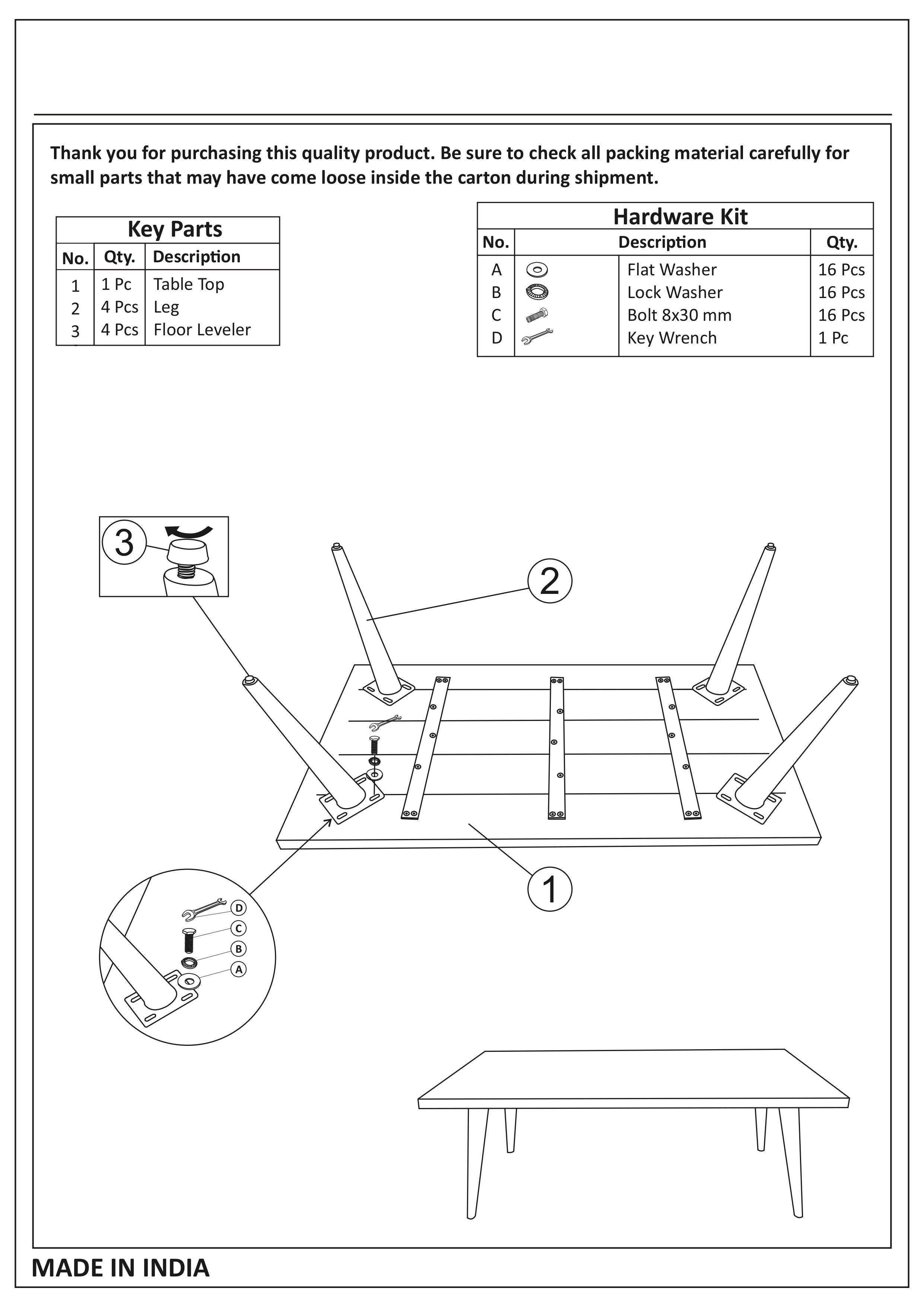 Main Solid Wood Coffee Table (50") - Walnut
