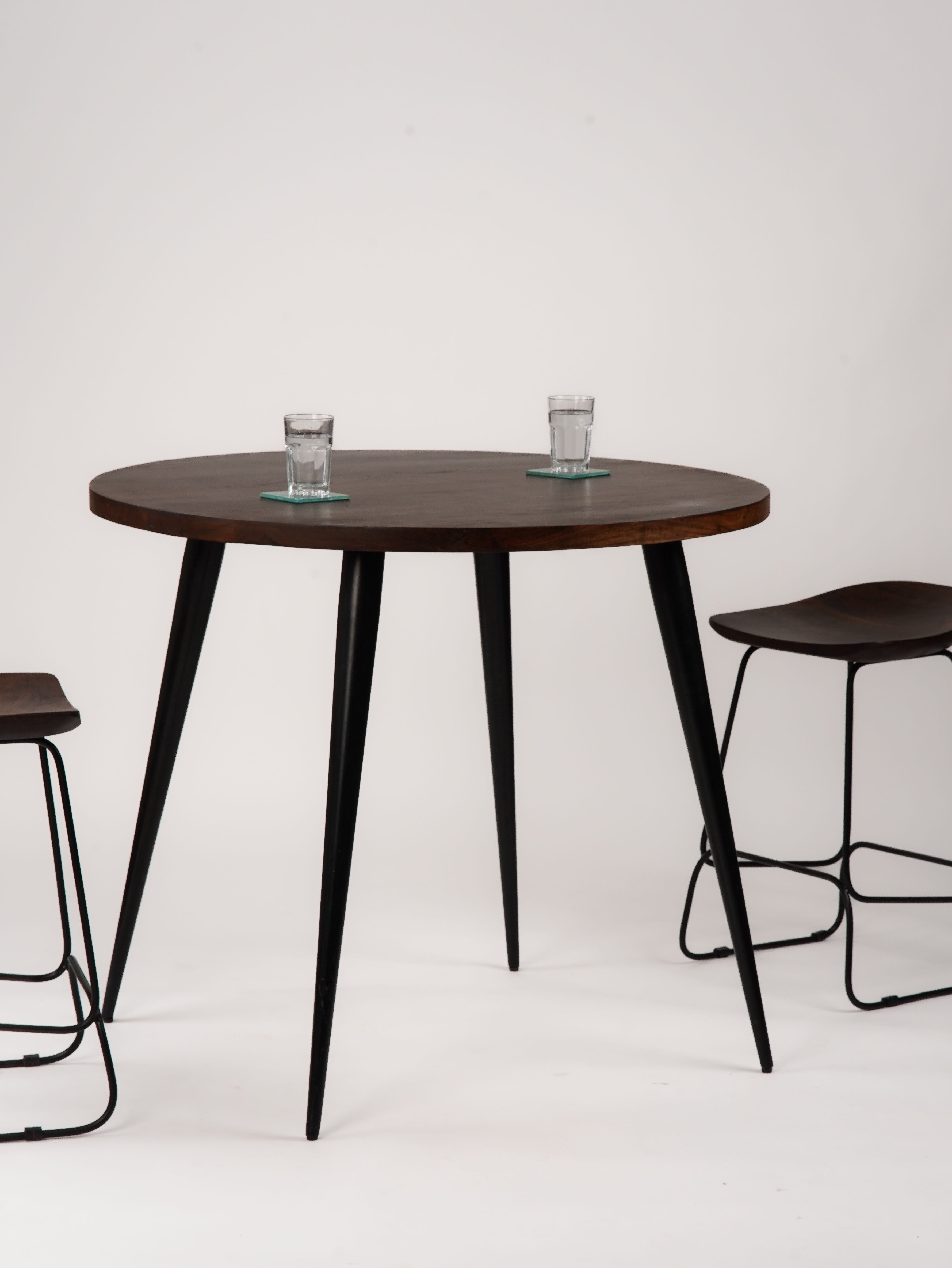 Magnolia Solid Wood Round Bar Table (42") - Walnut