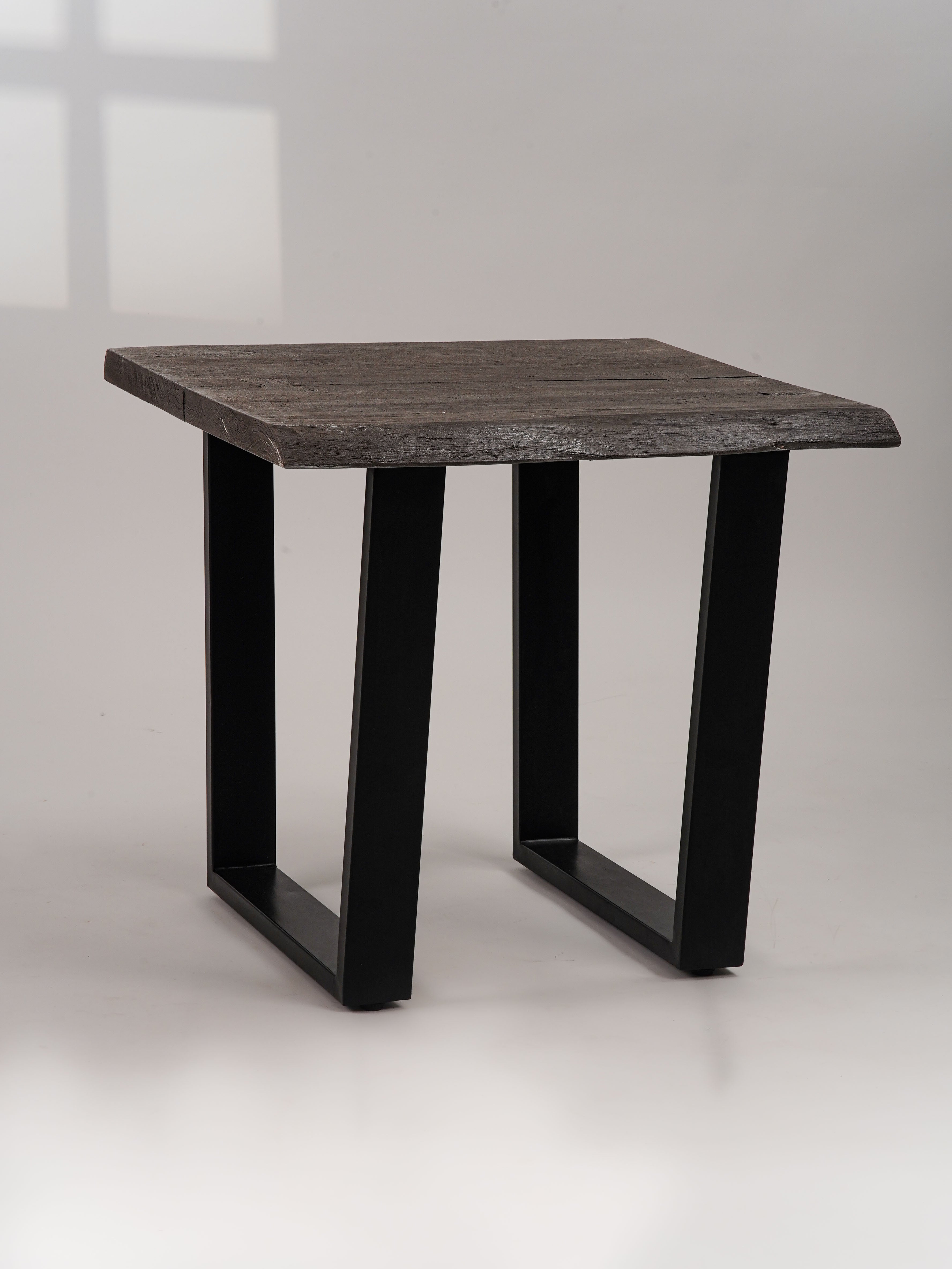 Elm Live Edged Side Table (26") - Dark Walnut