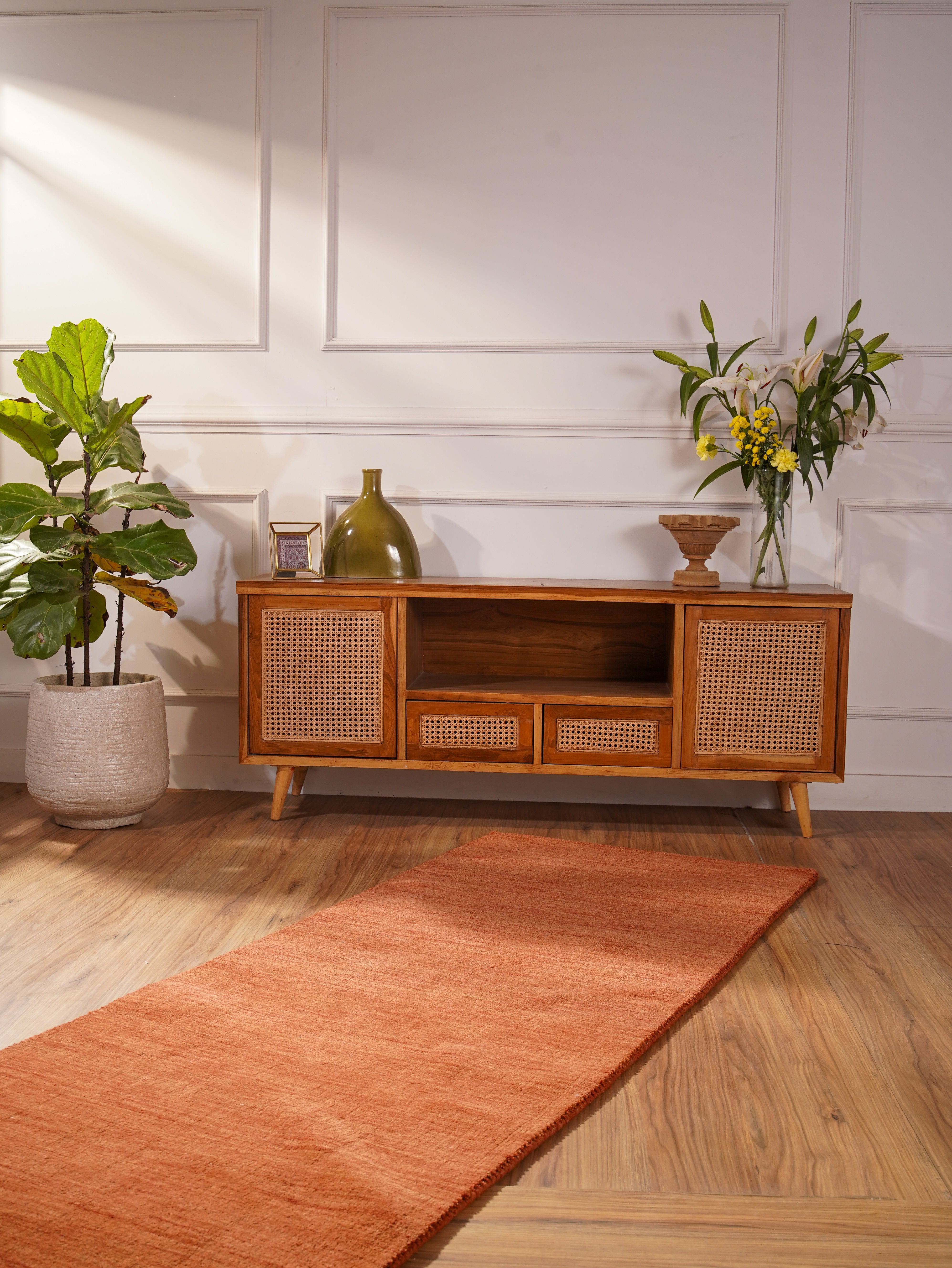 Plain Hand Knotted Wool Rug