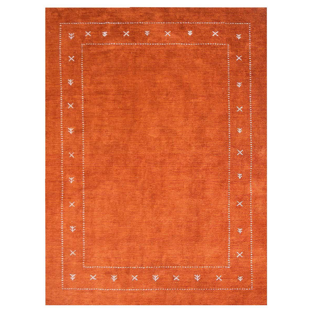 Hand Knotted Loom Silk Area Rug Contemporary Orange