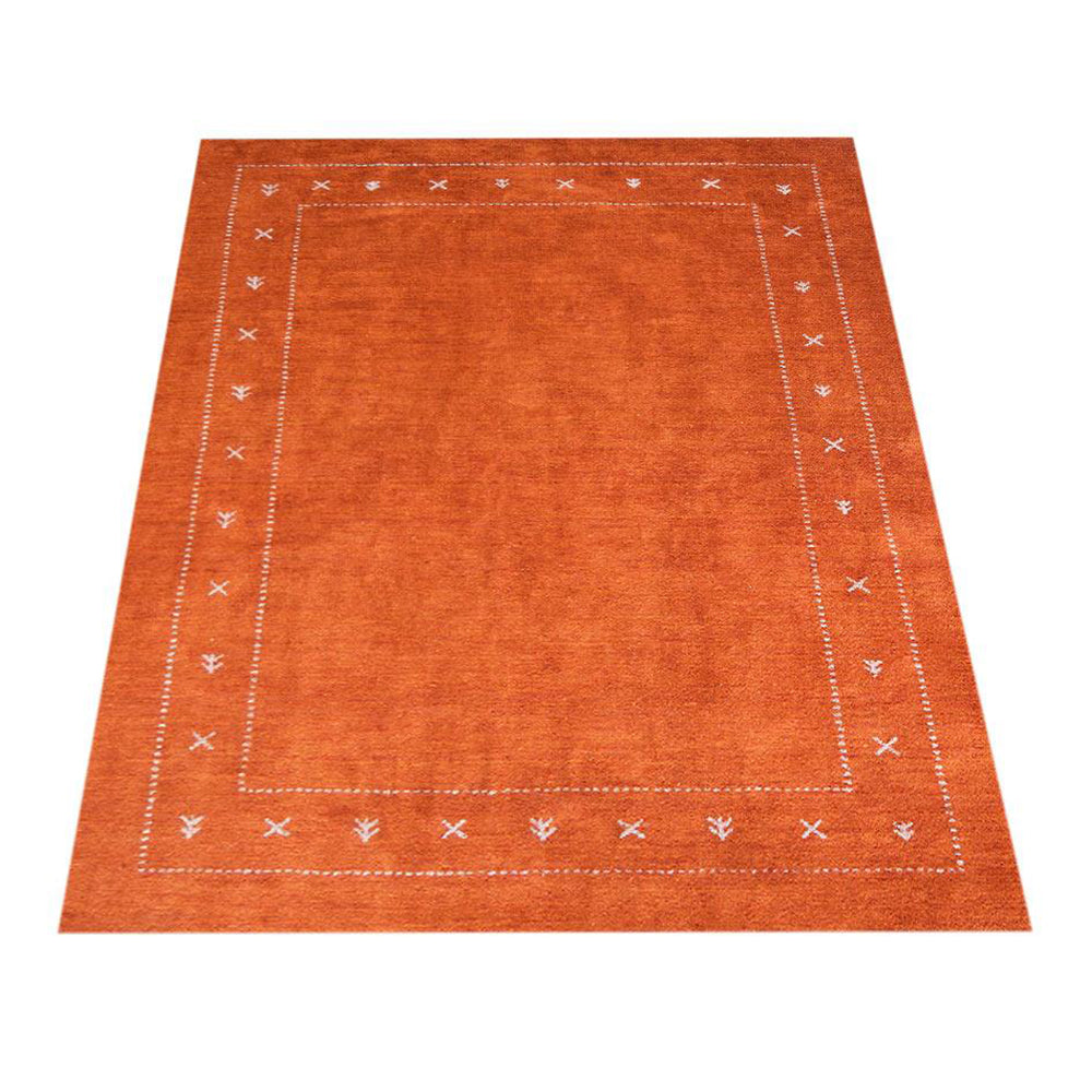 Hand Knotted Loom Silk Area Rug Contemporary Orange