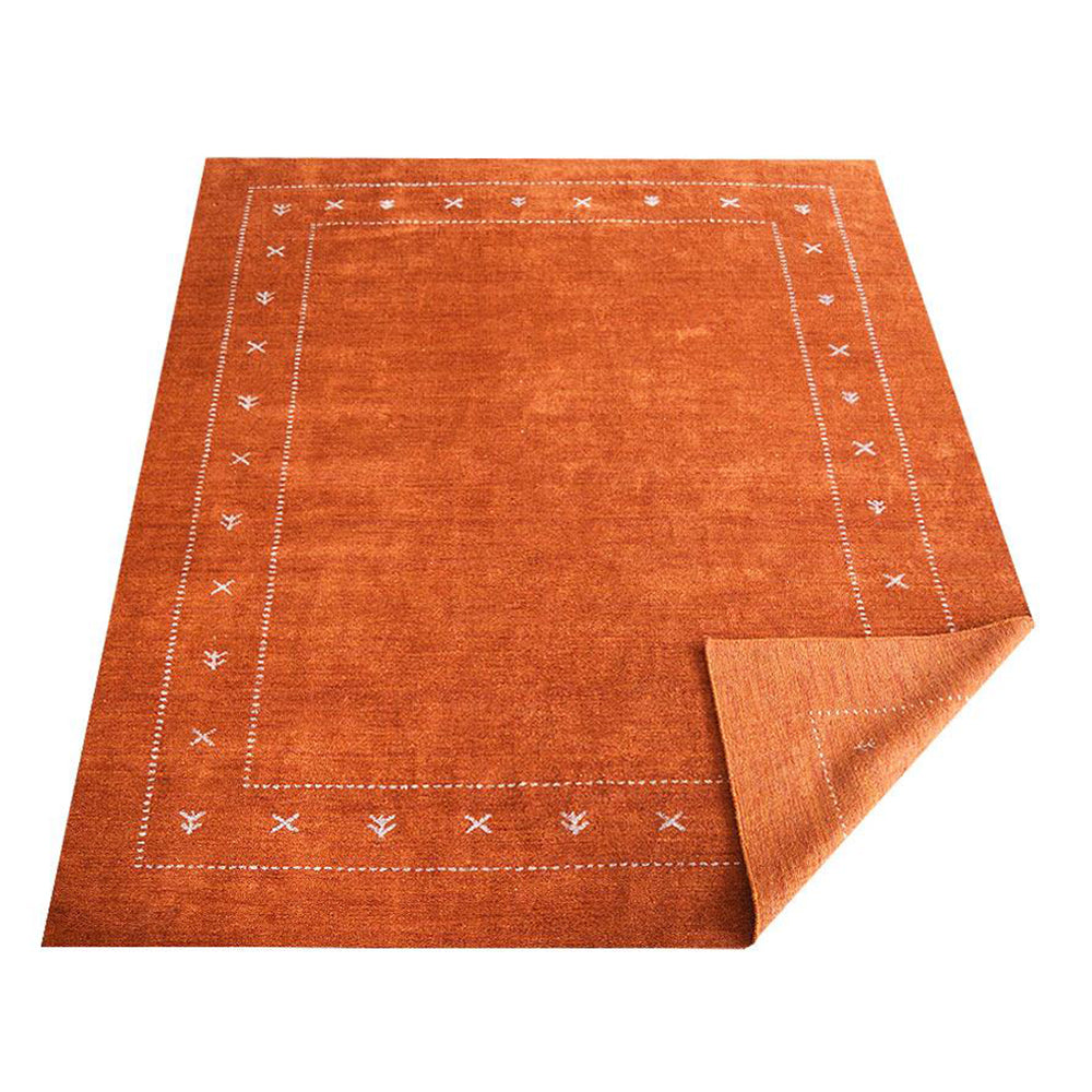 Hand Knotted Loom Silk Area Rug Contemporary Orange