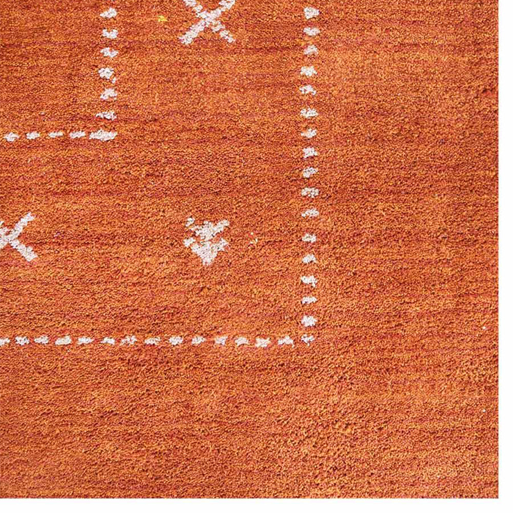 Hand Knotted Loom Silk Area Rug Contemporary Orange
