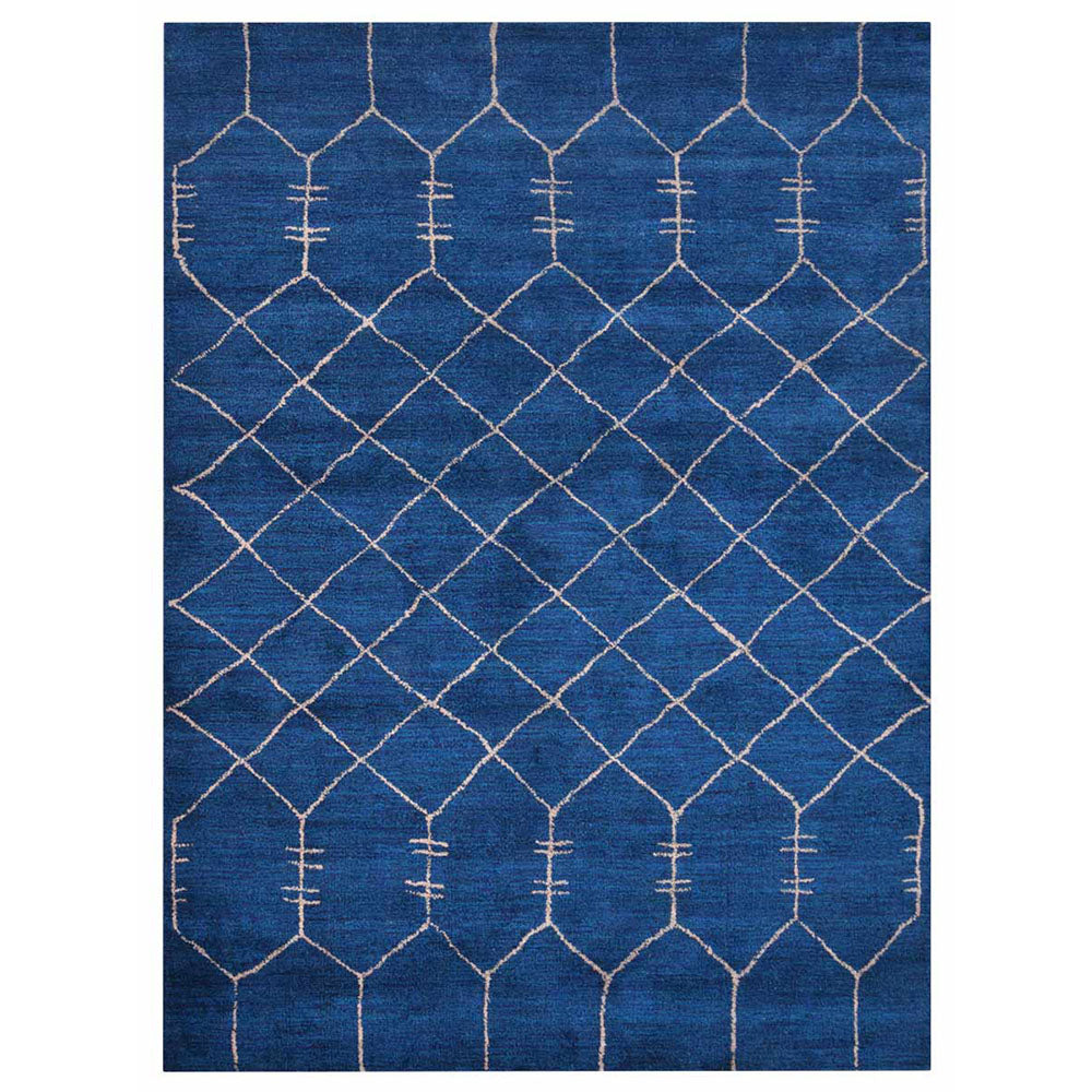 Vedika Hand Knotted Silk Blue Area Rug