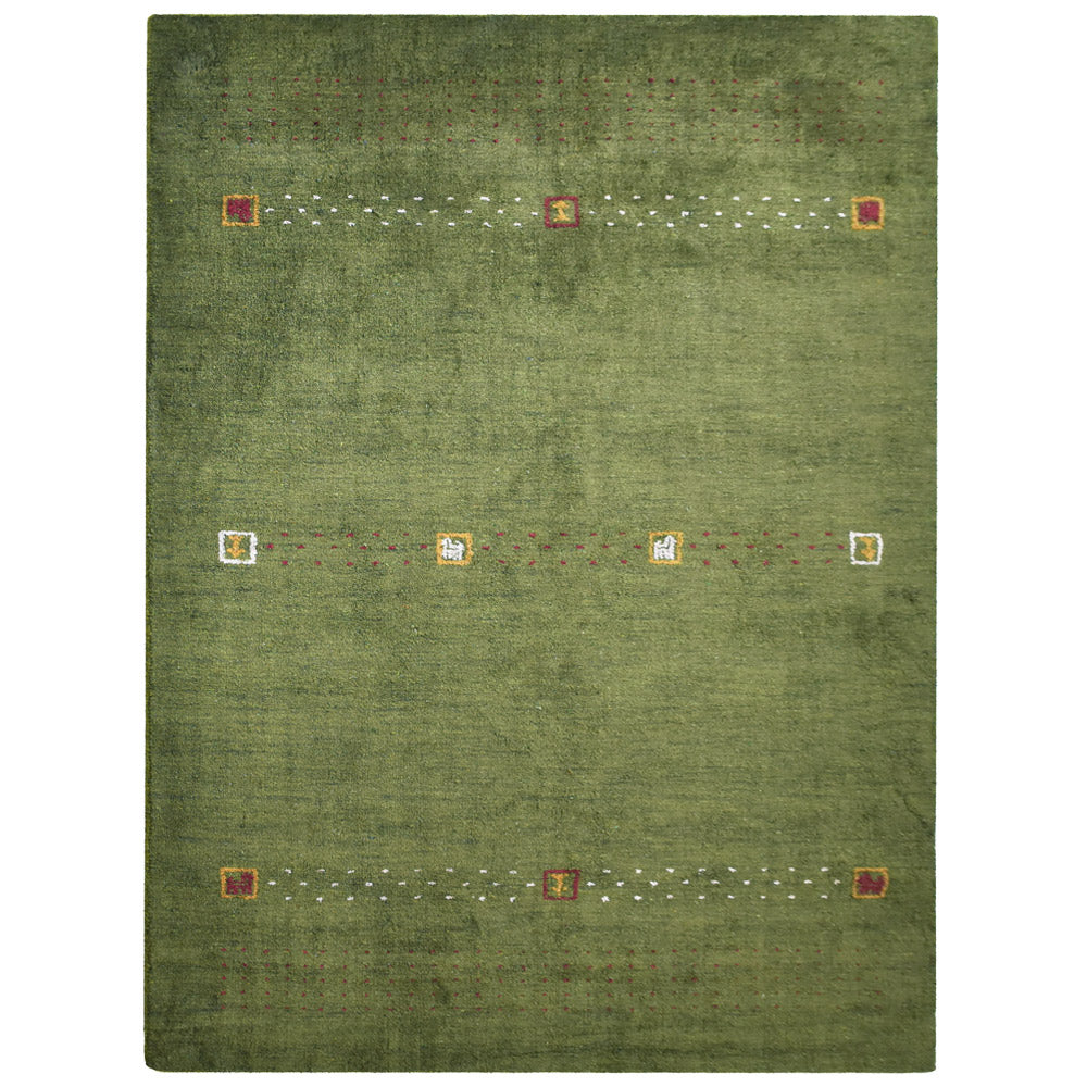 Hand Knotted Loom Silk Mix Area Rugs Contemporary Green