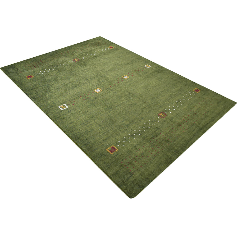 Hand Knotted Loom Silk Mix Area Rugs Contemporary Green