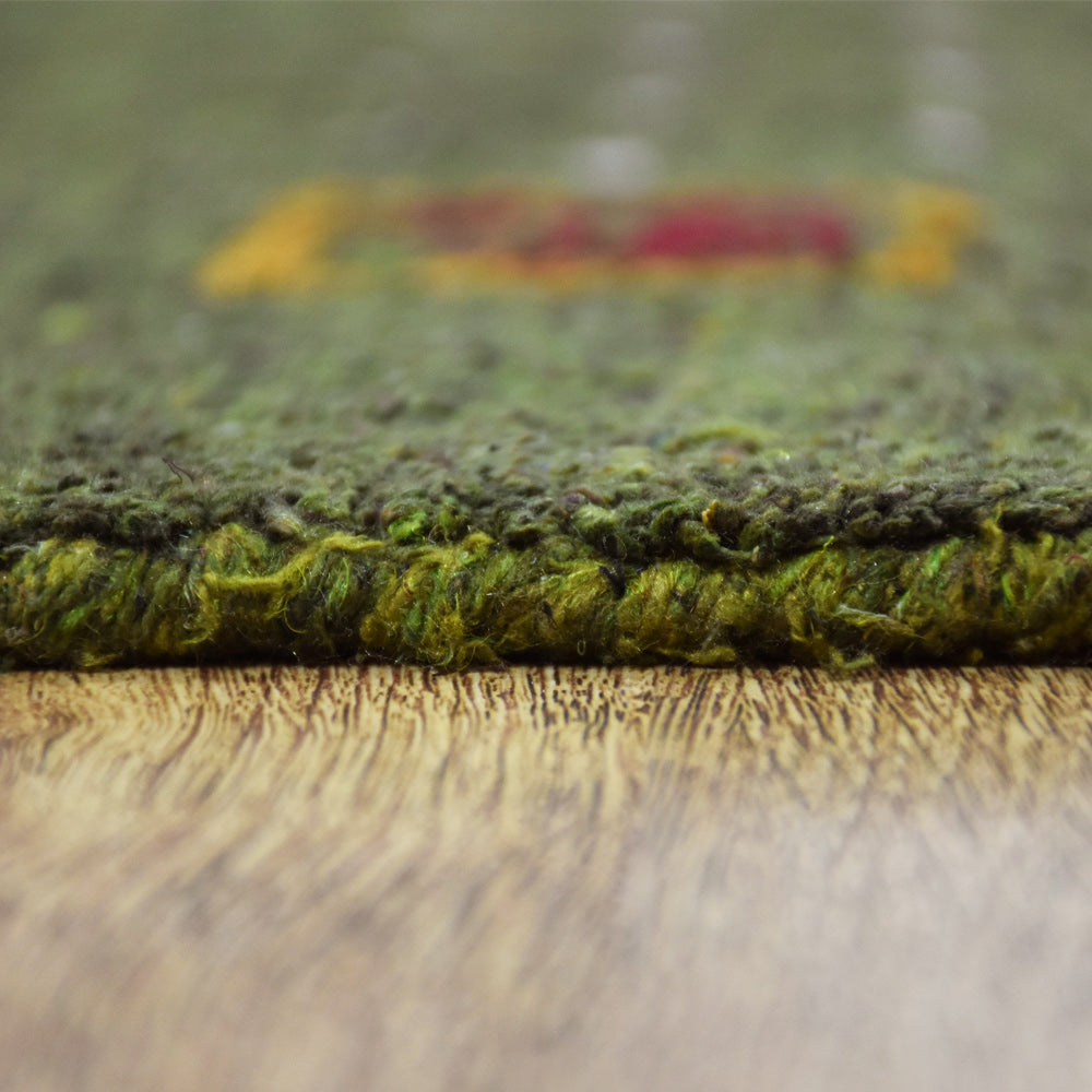 Hand Knotted Loom Silk Mix Area Rugs Contemporary Green