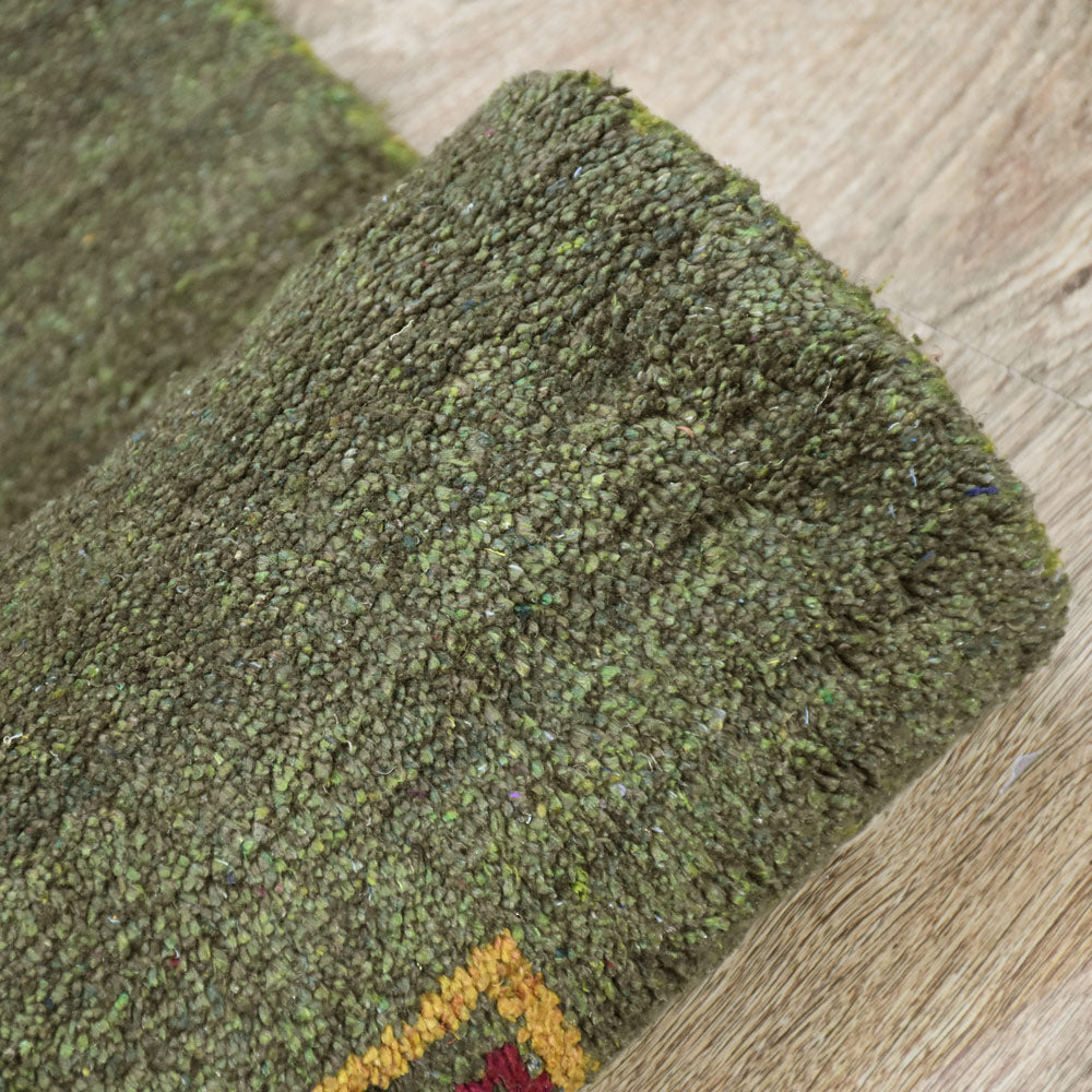 Hand Knotted Loom Silk Mix Area Rugs Contemporary Green