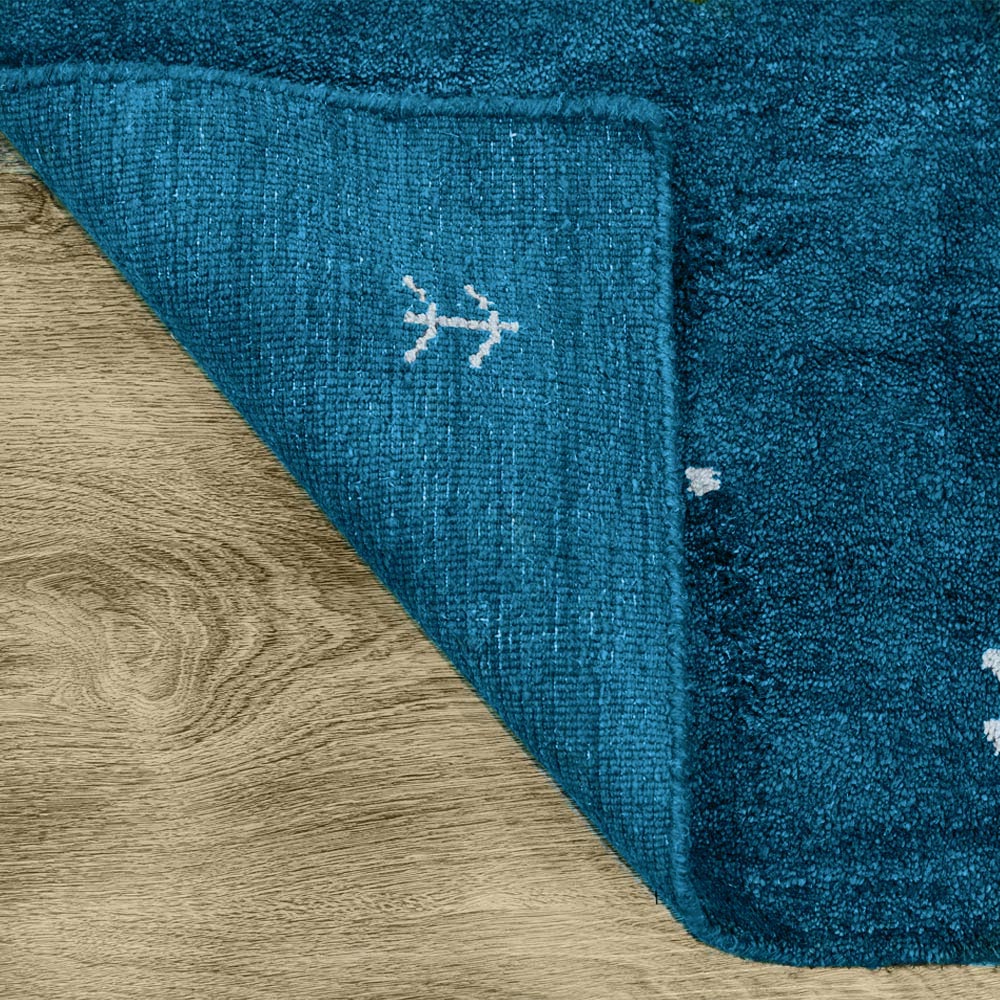 Dale Hand Knotted Silk & Wool Blue Area Rug