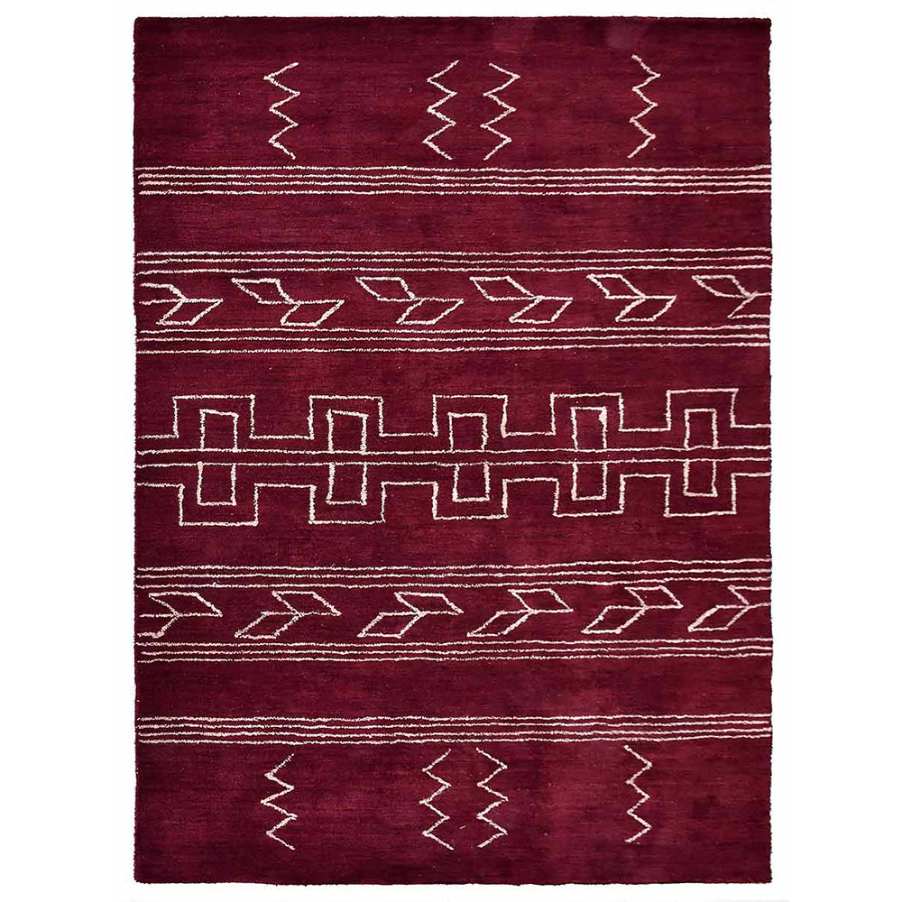 Hand Knotted Loom Silk Mix Area Rug Geometric Blue Beige