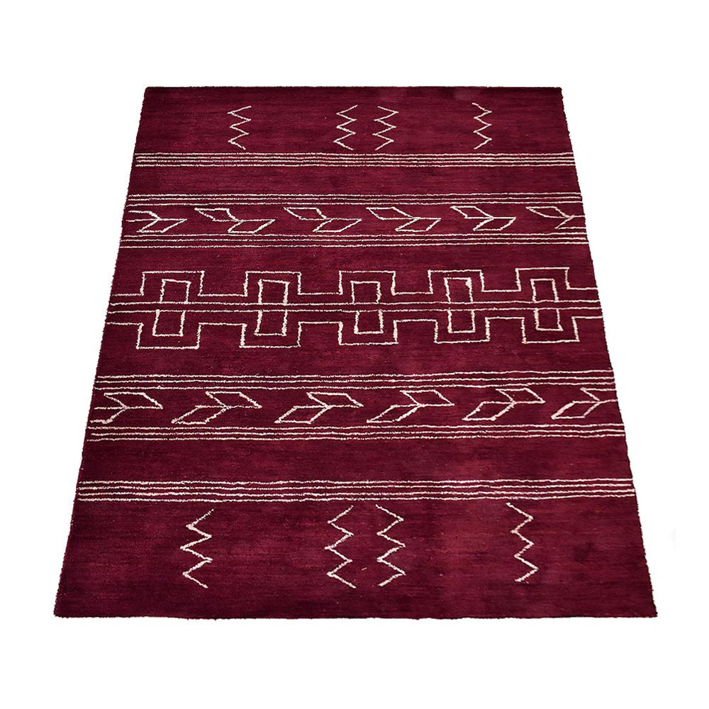 Hand Knotted Loom Silk Mix Area Rug Geometric Blue Beige