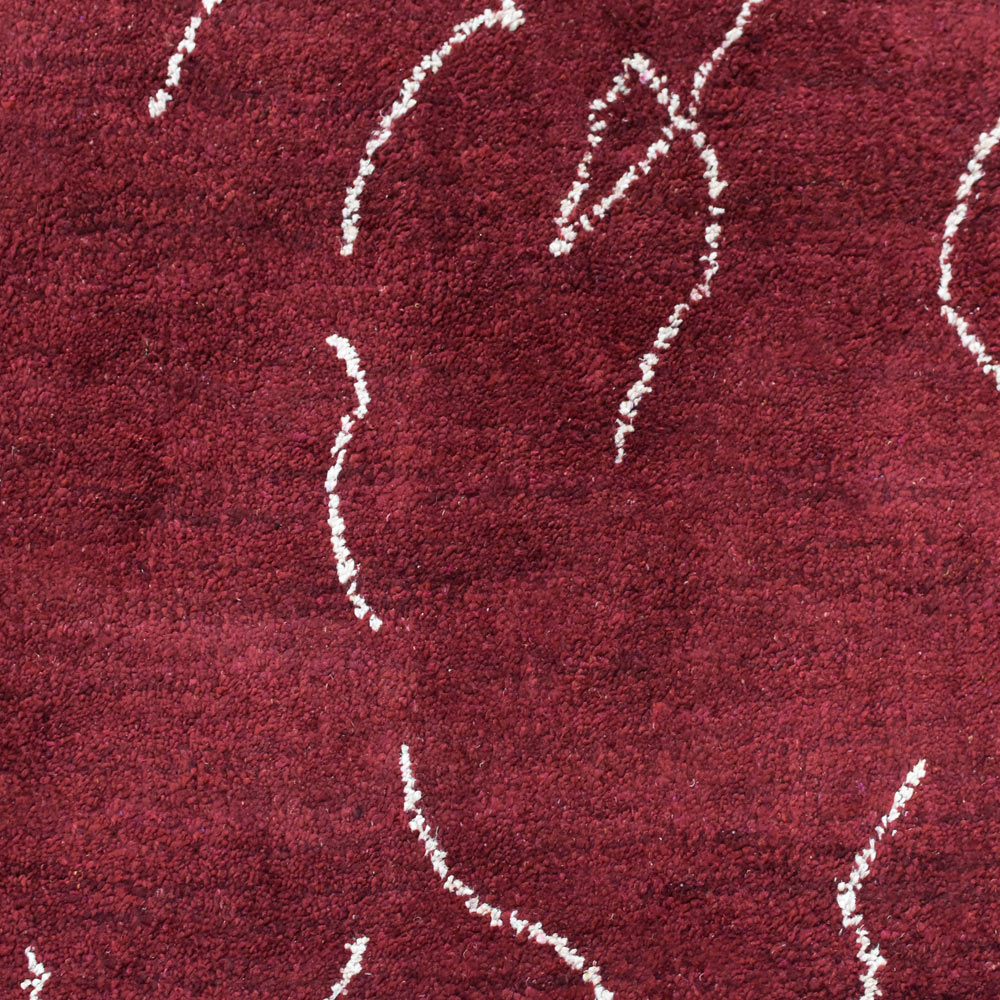 Hand Knotted Loom Silk Mix Area Rug Contemporary Light Red White