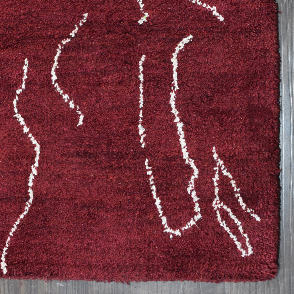 Hand Knotted Loom Silk Mix Area Rug Contemporary Light Red White