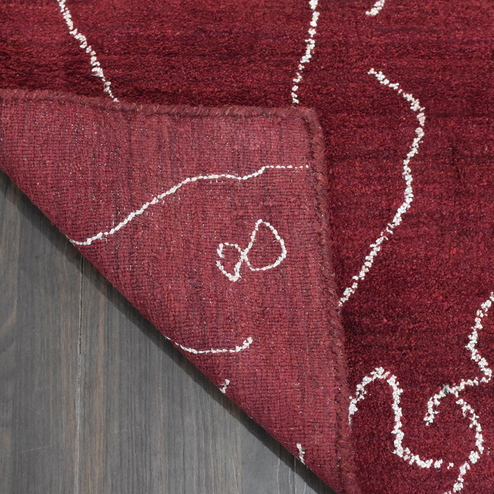 Hand Knotted Loom Silk Mix Area Rug Contemporary Light Red White