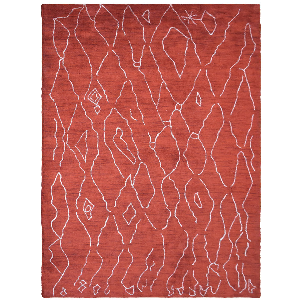 Hand Knotted Loom Silk Mix Area Rug Contemporary Light Red White