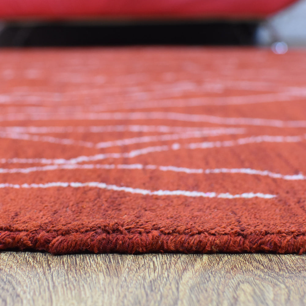 Hand Knotted Loom Silk Mix Area Rug Contemporary Light Red White