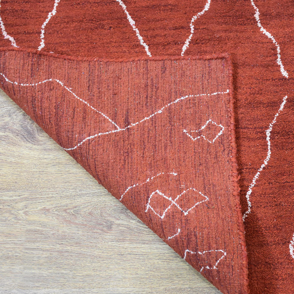 Hand Knotted Loom Silk Mix Area Rug Contemporary Light Red White