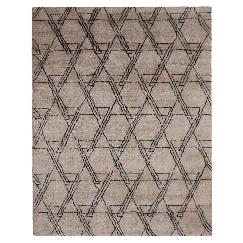 Hand Knotted Loom Silk Mix Area Rug Contemporary Red Beige