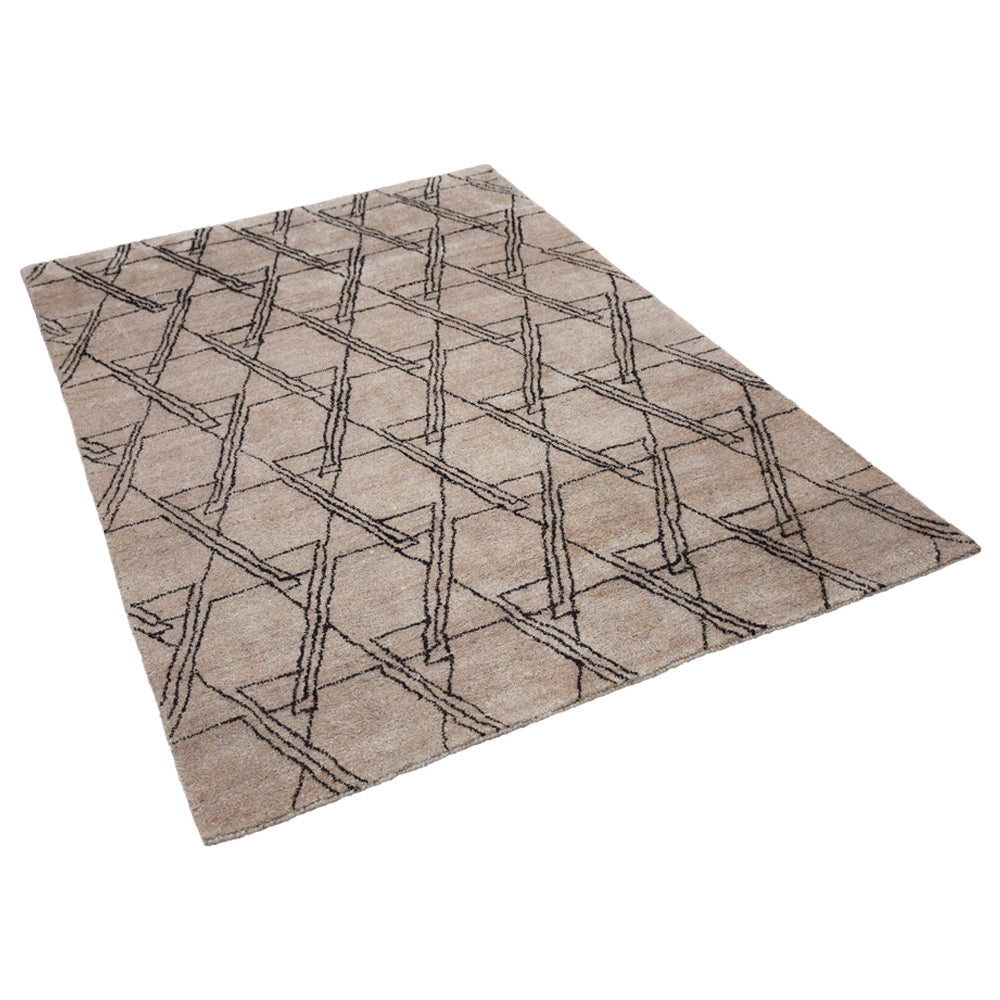 Hand Knotted Loom Silk Mix Area Rug Contemporary Red Beige