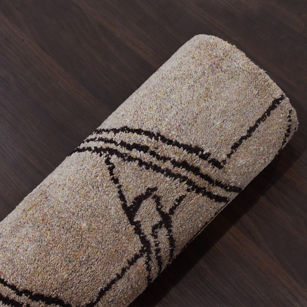 Hand Knotted Loom Silk Mix Area Rug Contemporary Red Beige