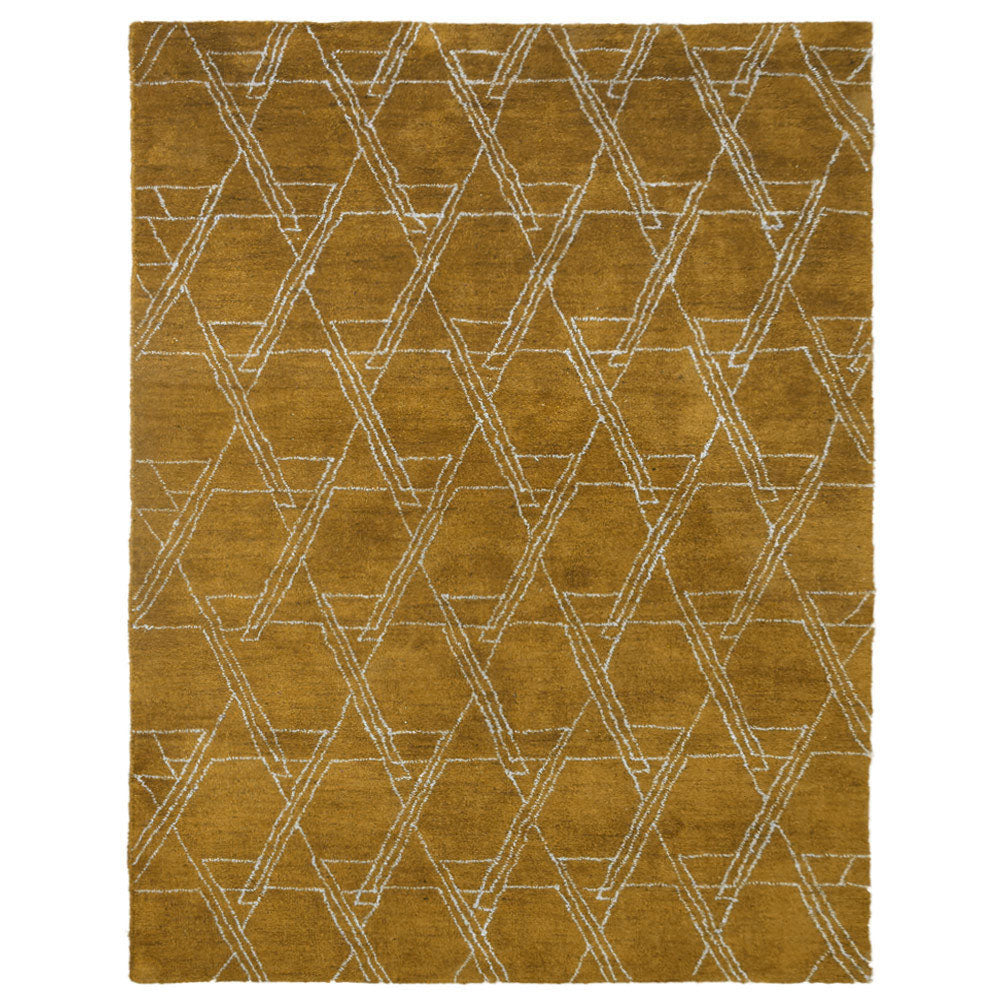 Hand Knotted Loom Silk Mix Area Rug Contemporary Red Beige