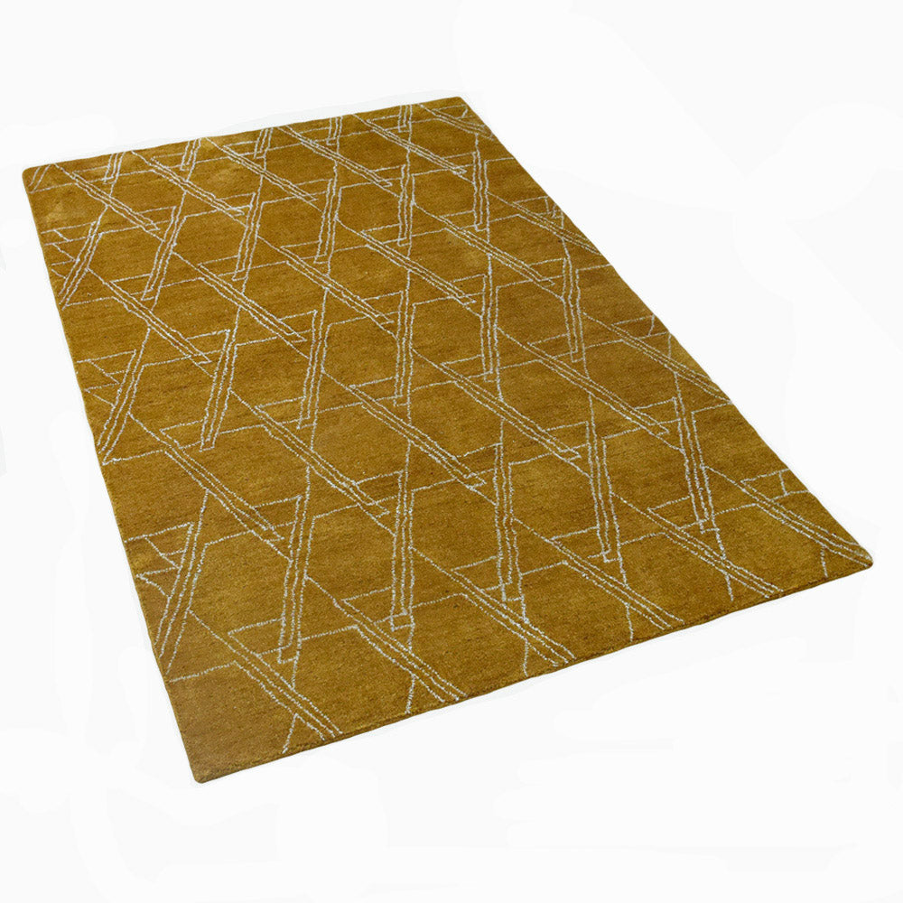 Hand Knotted Loom Silk Mix Area Rug Contemporary Red Beige