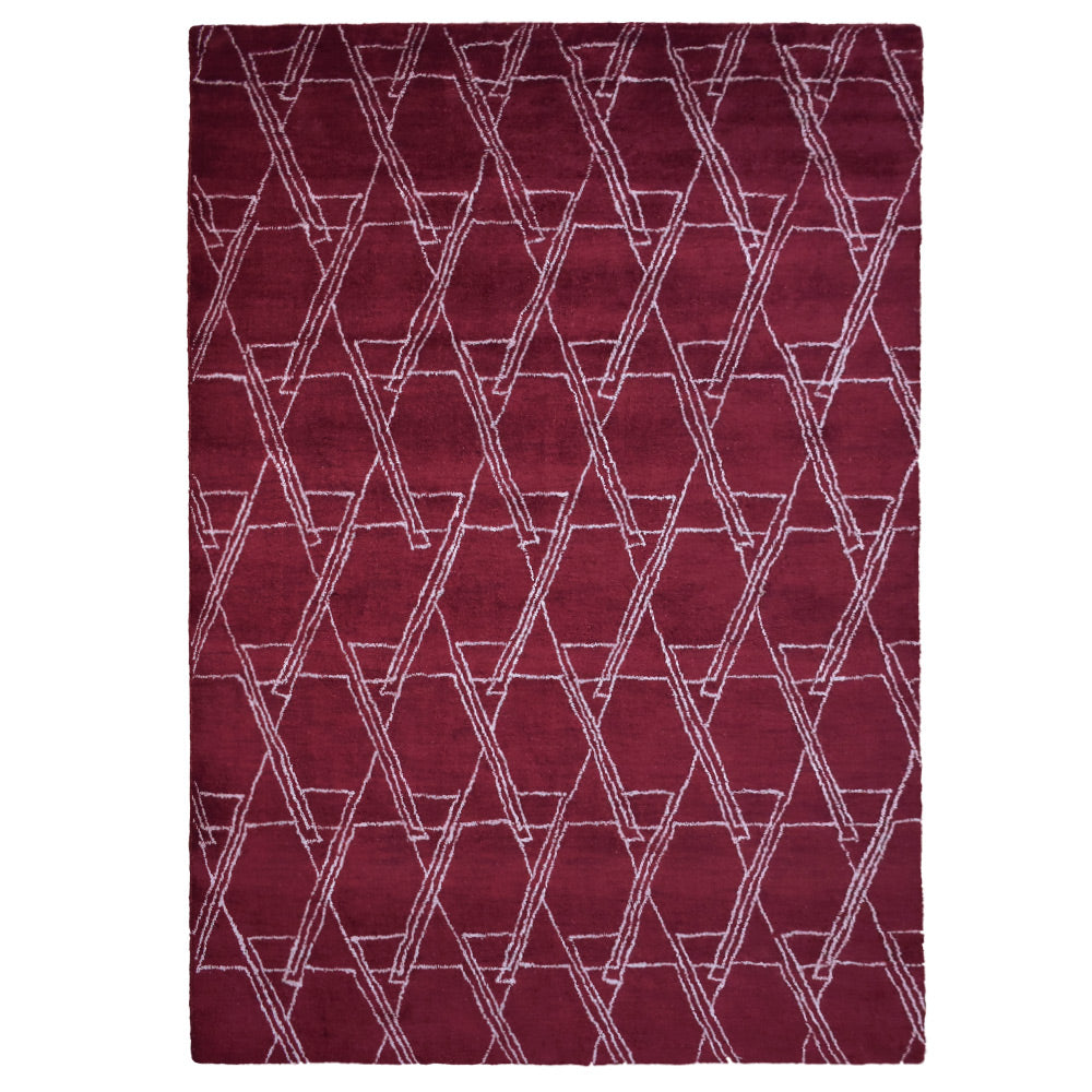 Hand Knotted Loom Silk Mix Area Rug Contemporary Red Beige