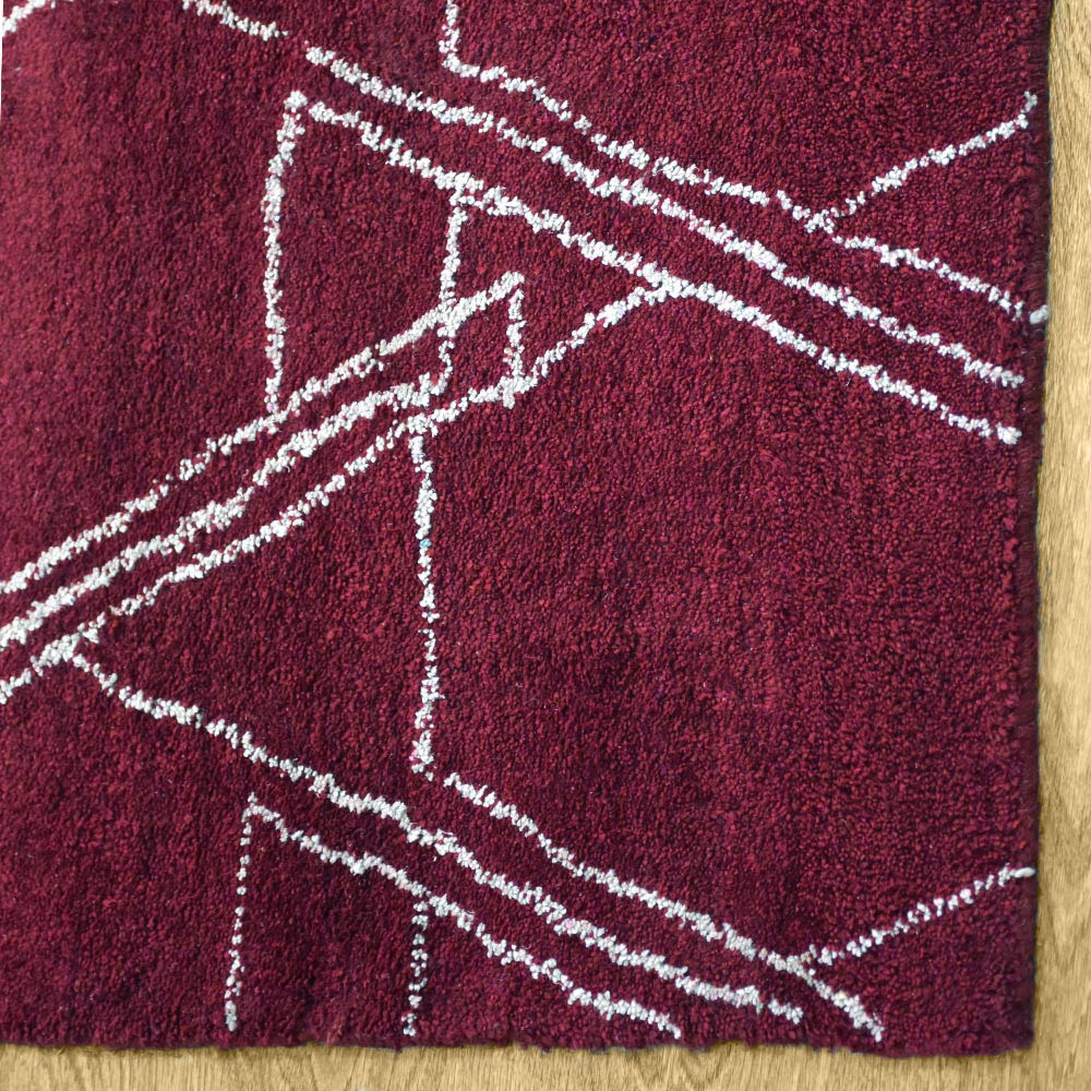 Hand Knotted Loom Silk Mix Area Rug Contemporary Red Beige