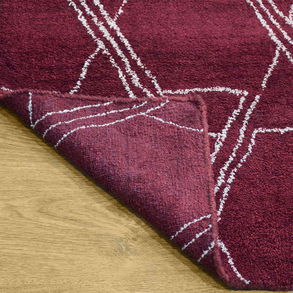 Hand Knotted Loom Silk Mix Area Rug Contemporary Red Beige