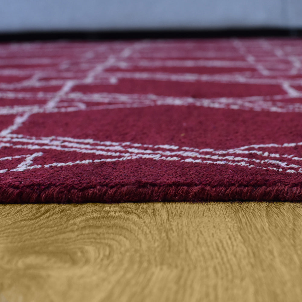Hand Knotted Loom Silk Mix Area Rug Contemporary Red Beige